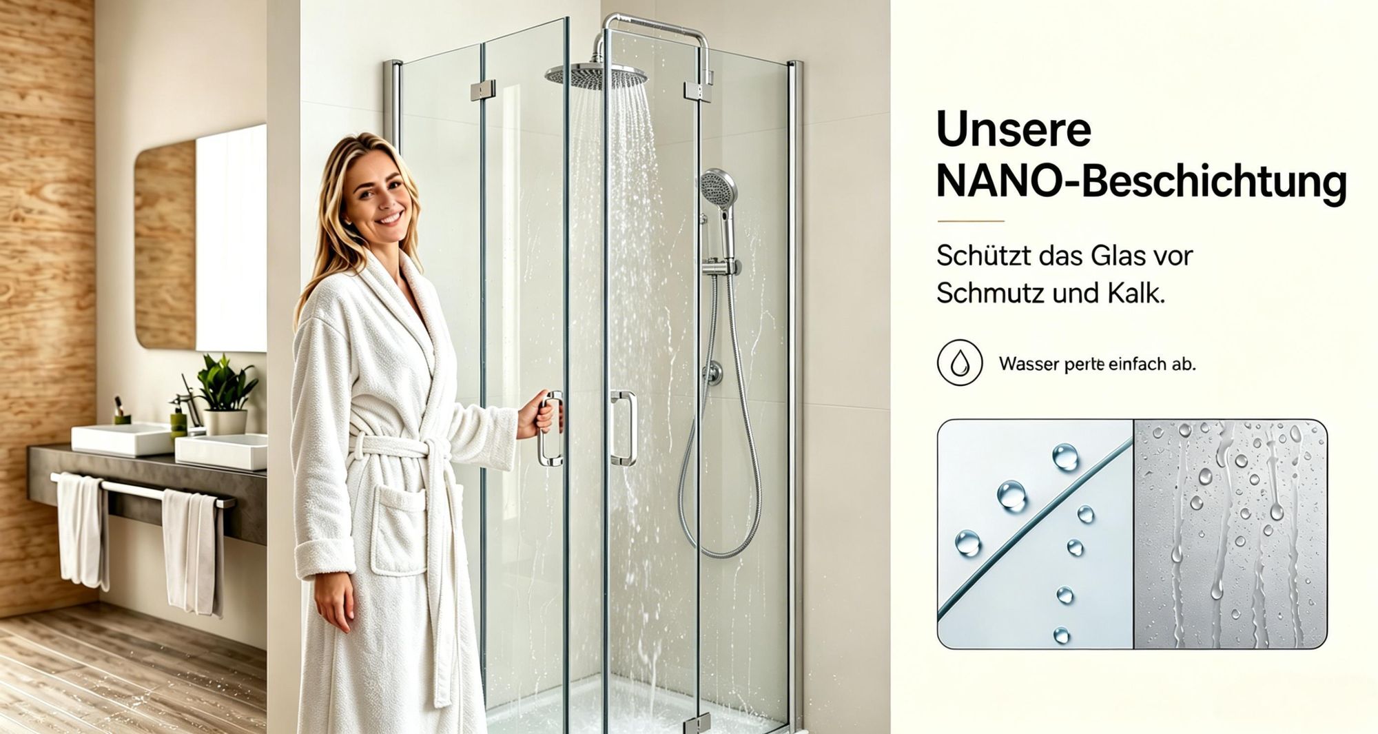 Duschkabine 120x120 Eckig Dusche Falttür 180º Duschwand Duschabtrennung NANO Glas 185cm DB+DB