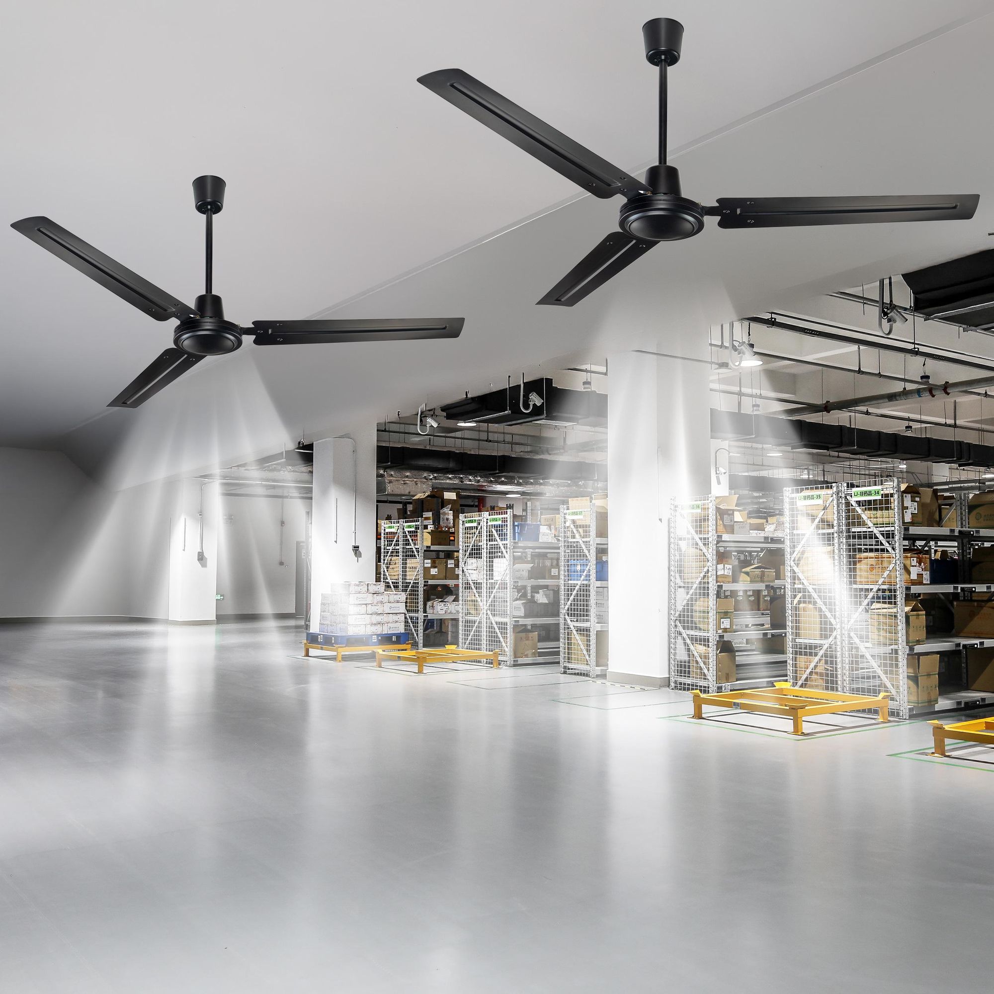EBERG HTX Deckenventilator 140 cm 5 Geschwindigkeiten mit Wandregler Schwarz
