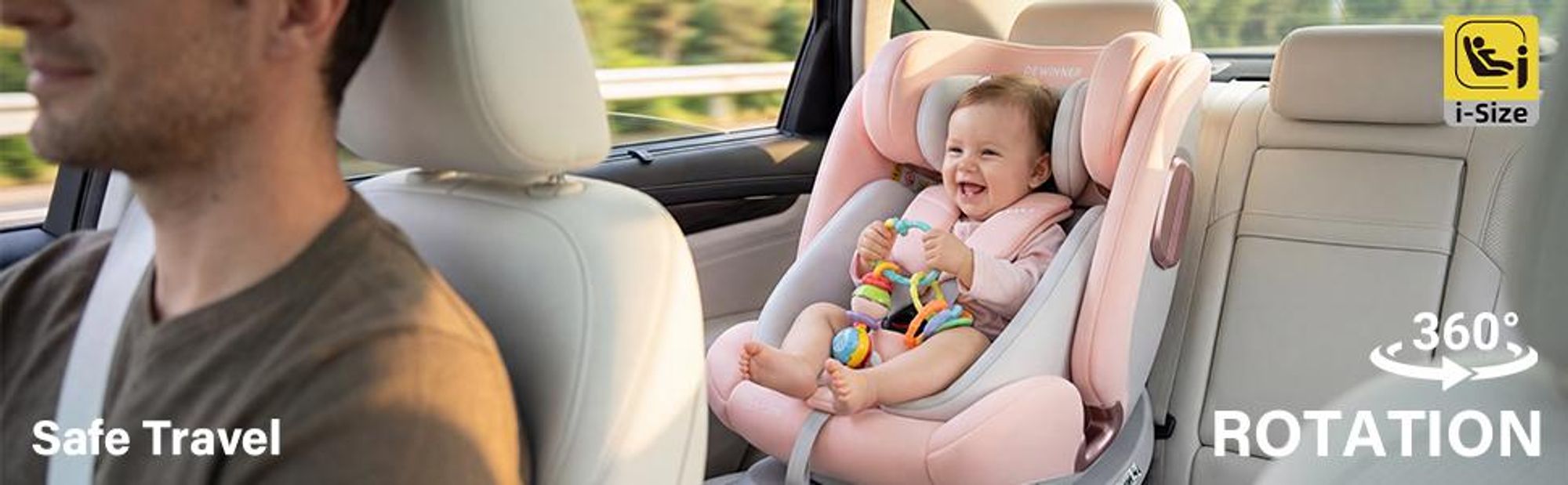 DEWINNER Kindersitz 360°Drehbar, Kinderautositz I-Size, Gruppe 0+/1/2/3 für Autos mit ISOFIX, Reboarder ab Geburt -12 Jahre (40-150 cm), 0-36 kg