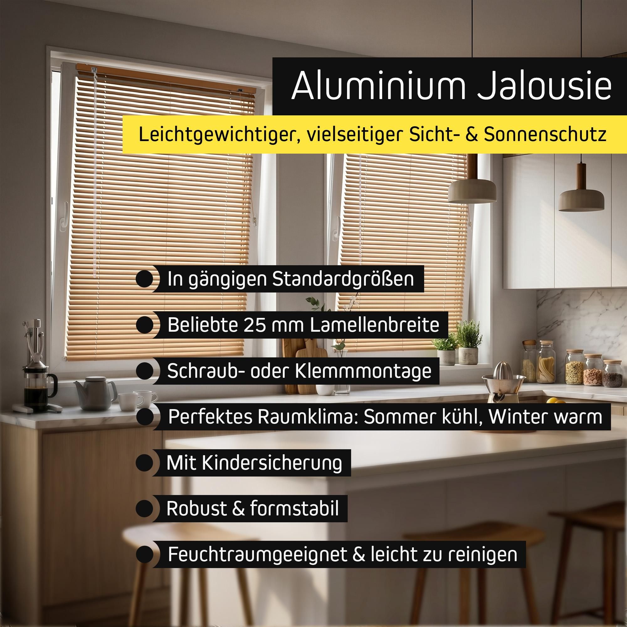 Aluminium Jalousie, 80x175 cm, silber glänzend Sichtschutz & Sonnenschutz, robust, feuchtigkeitsbeständig, einfache Montage Victoria M.