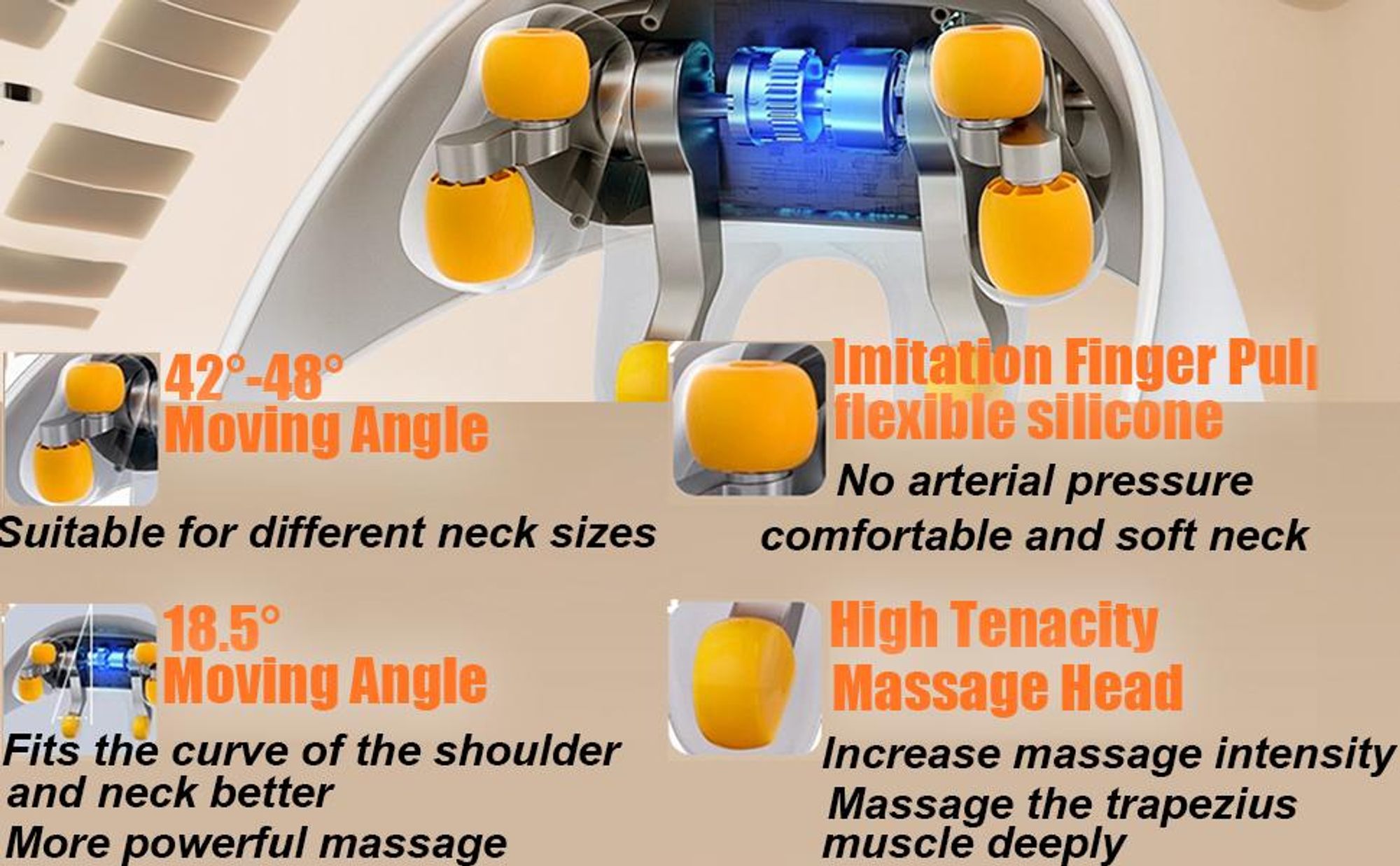 Nackenmassagegeräte, Shiatsu Rückenmassagegerät, mit Beheiztes, 3D-Massage von tiefem Gewebe, für Kopf, Schultern, Rücken, Bein