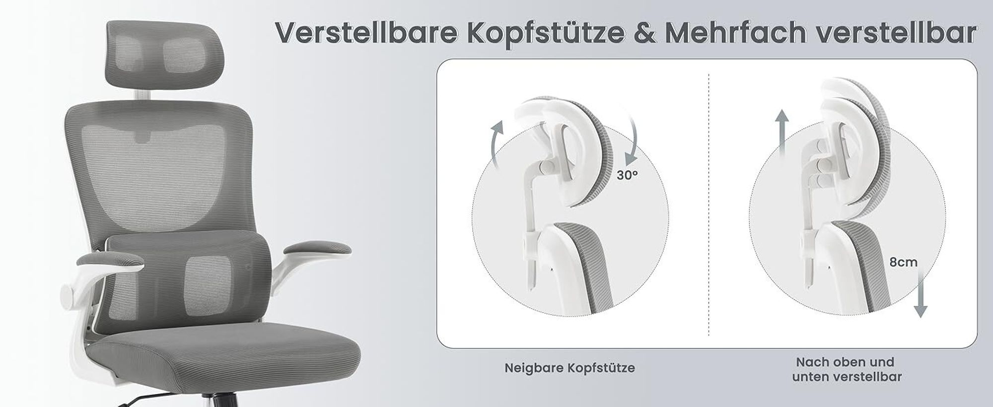 WOLTU Bürostuhl ergonomisch, Schreibtischstuhl Netzstoff, höhenverstellbar : Schwarz Farbe: Schwarz