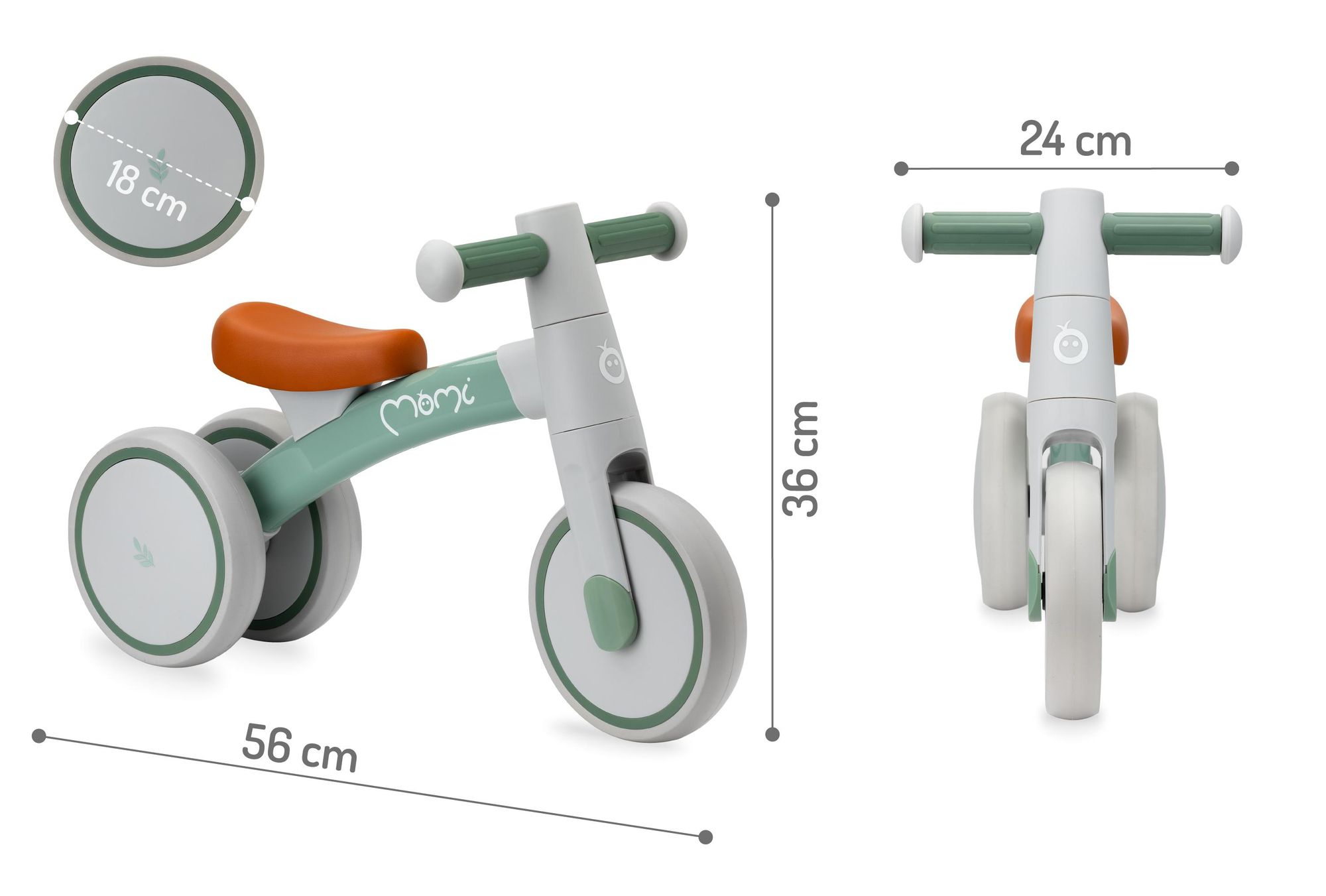 MoMi TEDI – Ultraleichtes Kinder Laufrad (1,35 kg) aus Aluminium, fördert Gleichgewicht, werkzeugfrei montierbar, ab 1 Jahr – Grün