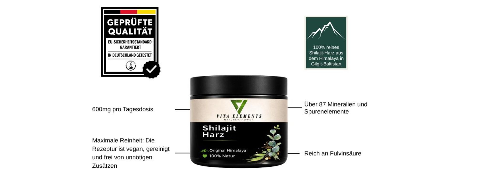 Vita Elements Shilajit Resin Harz Produktdose