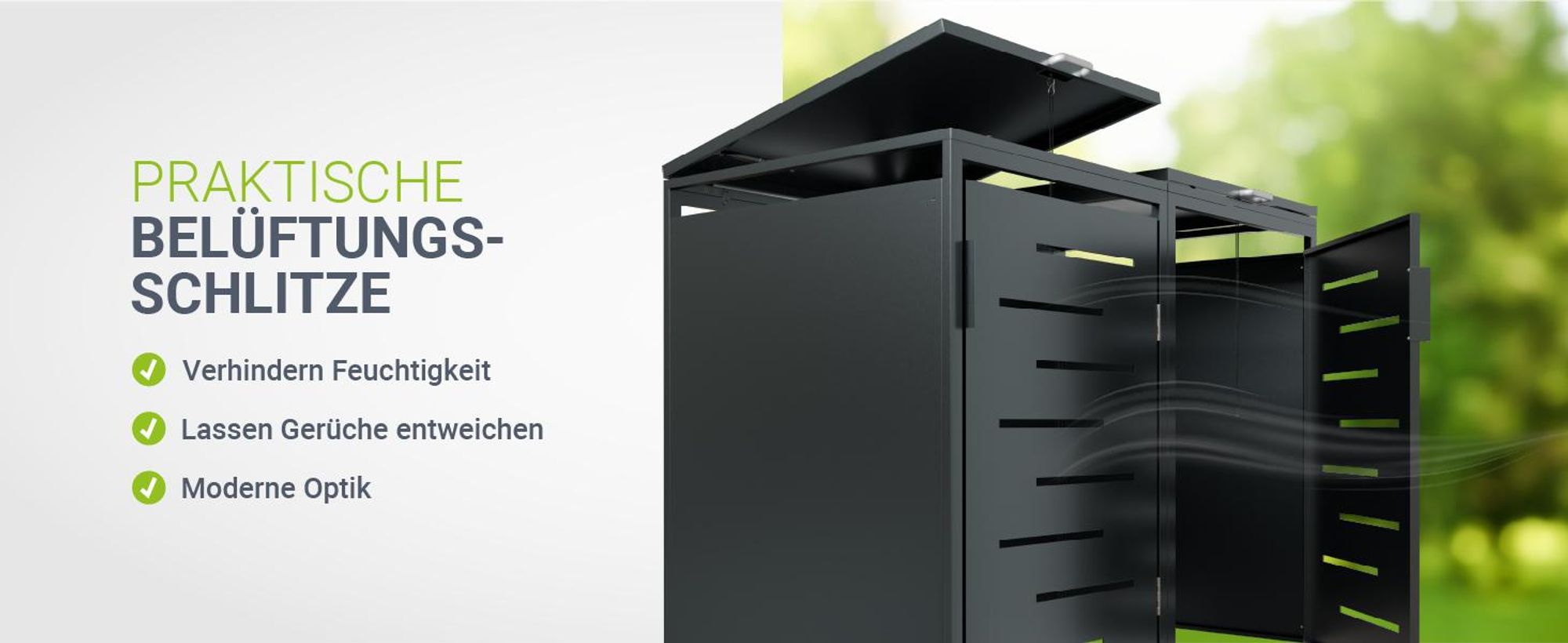 Juskys Mülltonnenbox Arel 2er - Metall Gartenbox - Anthrazit