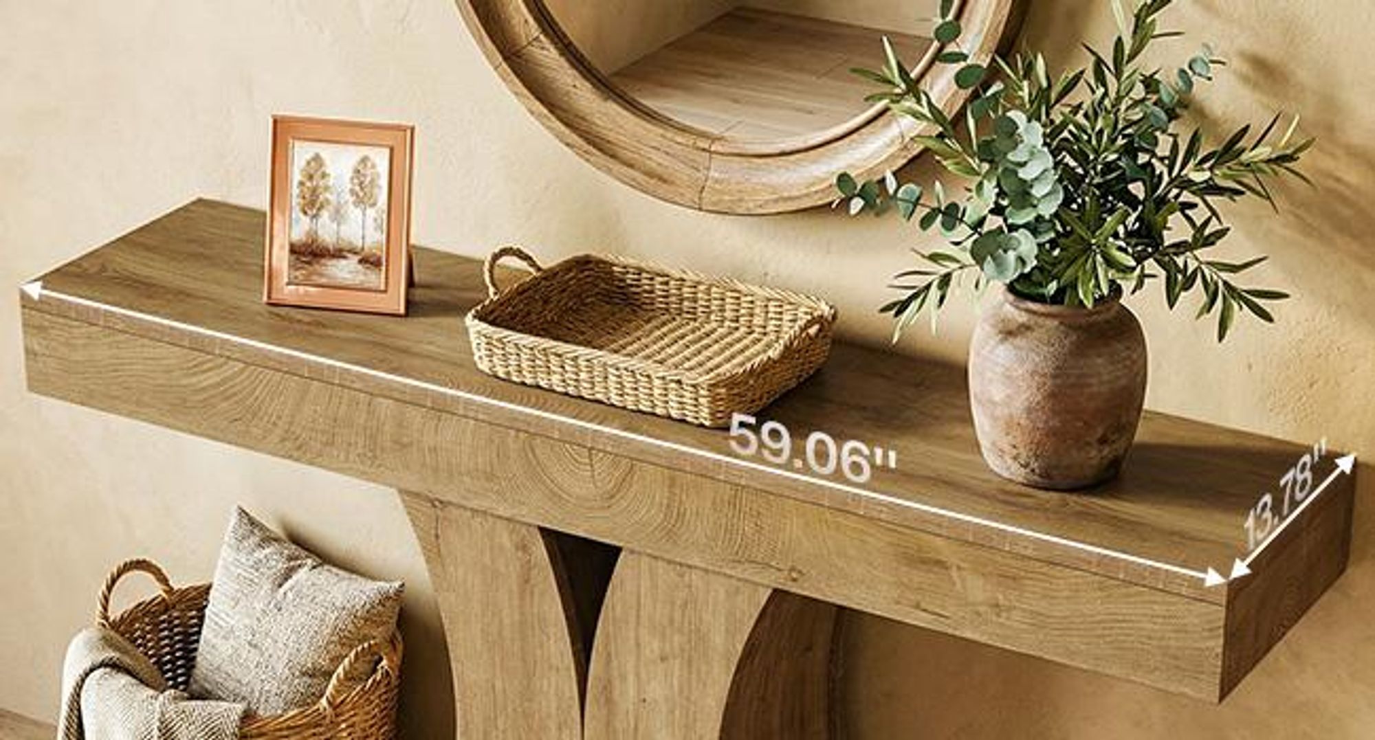 Tribesigns Konsolentisch im Landhausstil, schmaler Holztisch für den Eingangsbereich, 150 cm modernes Akzentmöbel Wohnzimmer, Flur, Foyer, Naturbraun