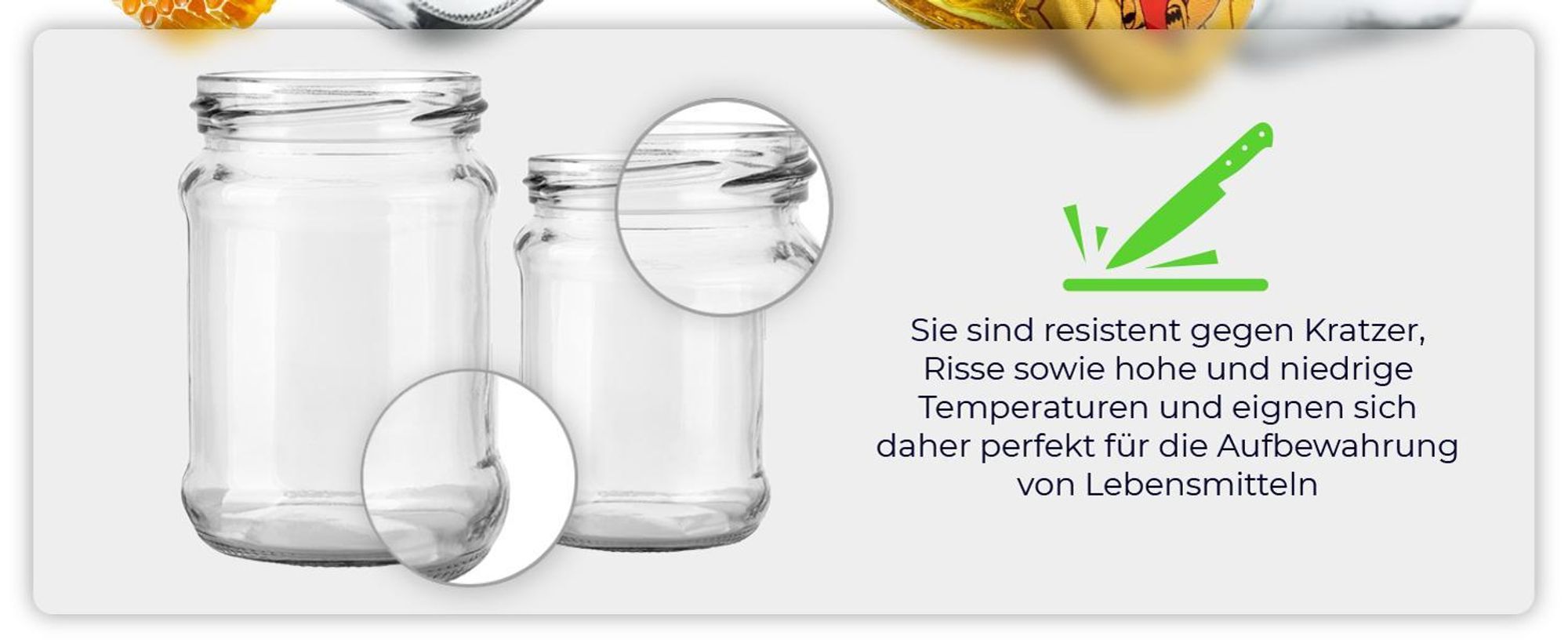 KADAX Einmachgläser mit Deckel "Raja", Einmachgläser, 300ml, 50 Stück, Deckel mit Bienenmuster