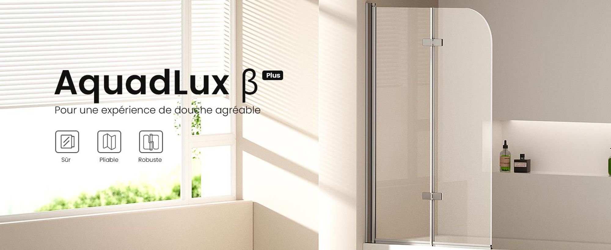 EMKE Paroi de douche pliante 100 x 140cm nano-revêtement ESG verre de sécurité double porte pliante paroi de douche en verre pour baignoires