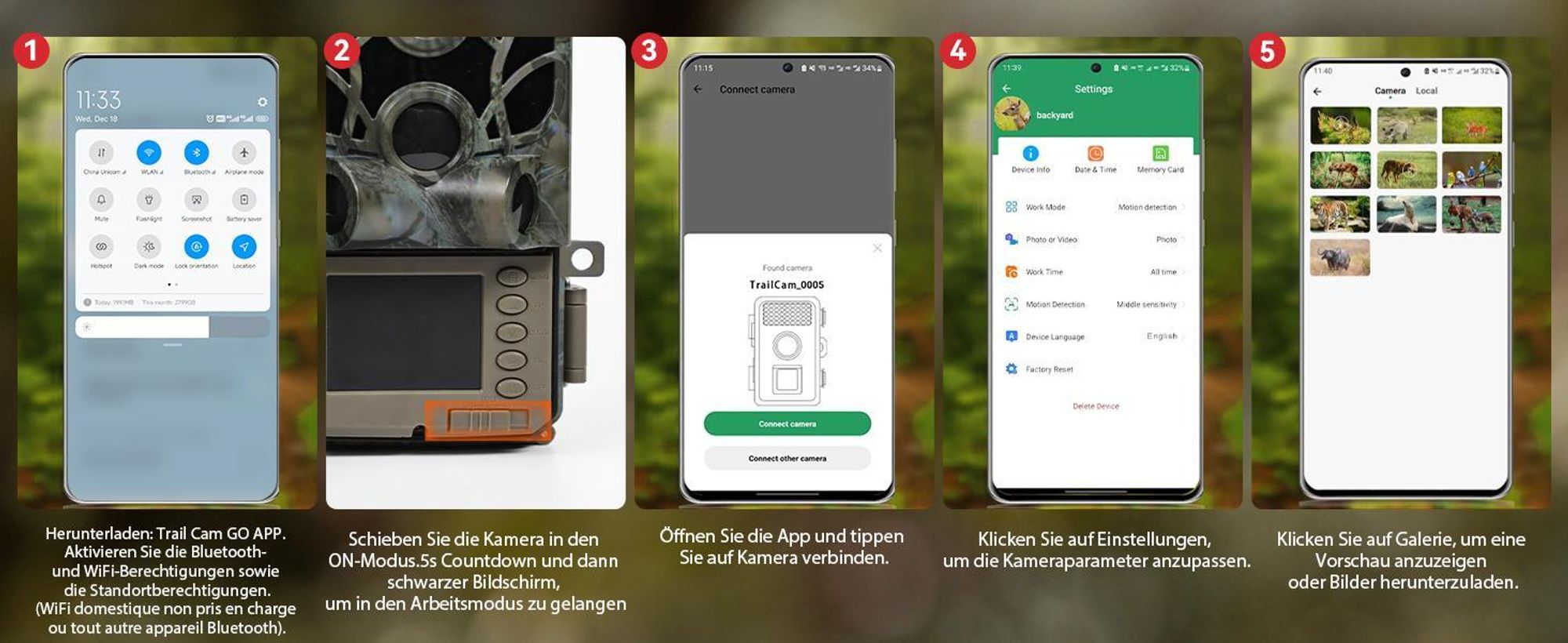 Wildkamera WLAN 4K 48MP mit 32GB Speicherkarte, Wildtierkamera mit Nachtsicht, IP66