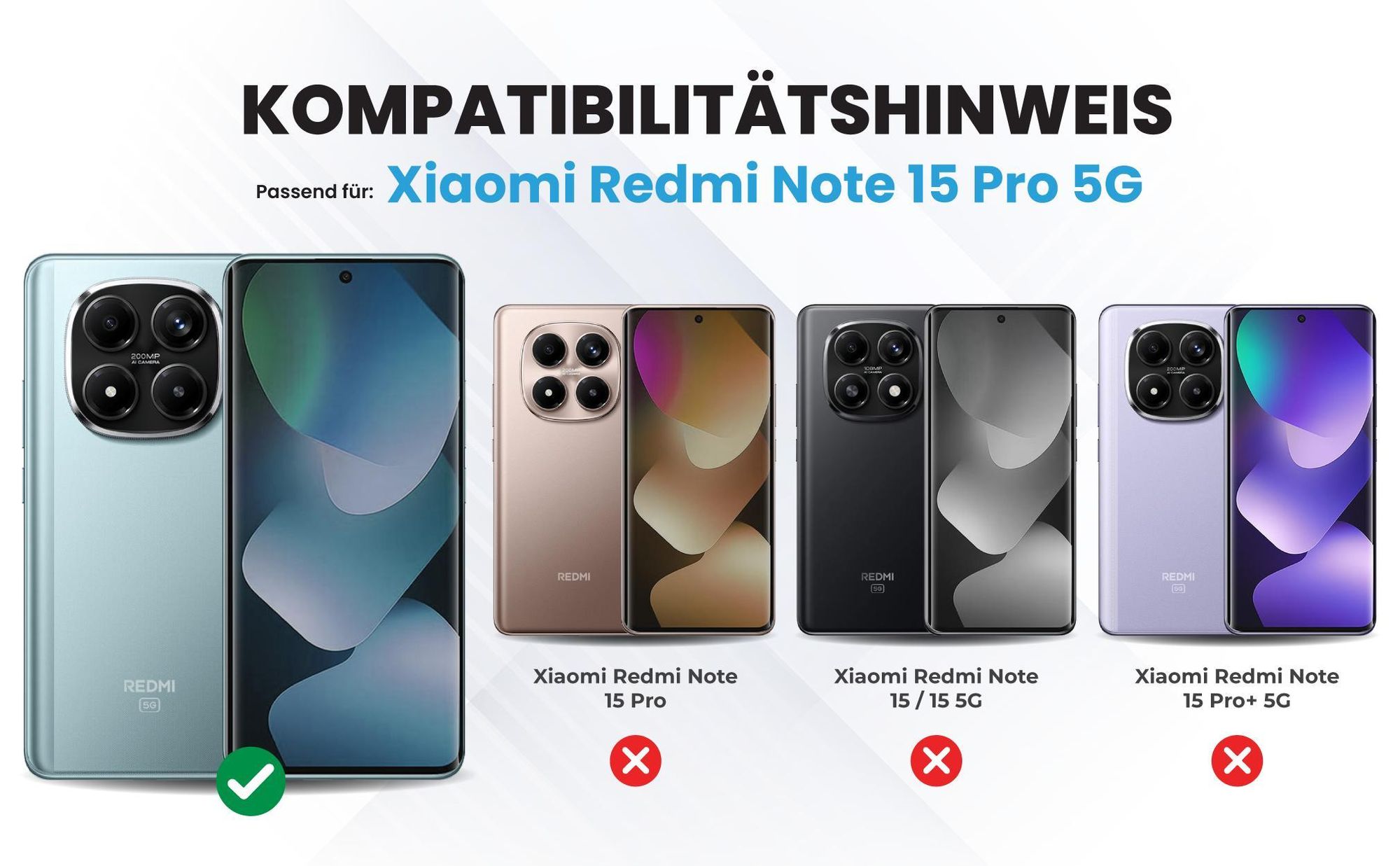 Kompatibilitätshinweise Hülle für Xiaomi Redmi Note 15 Pro 5G