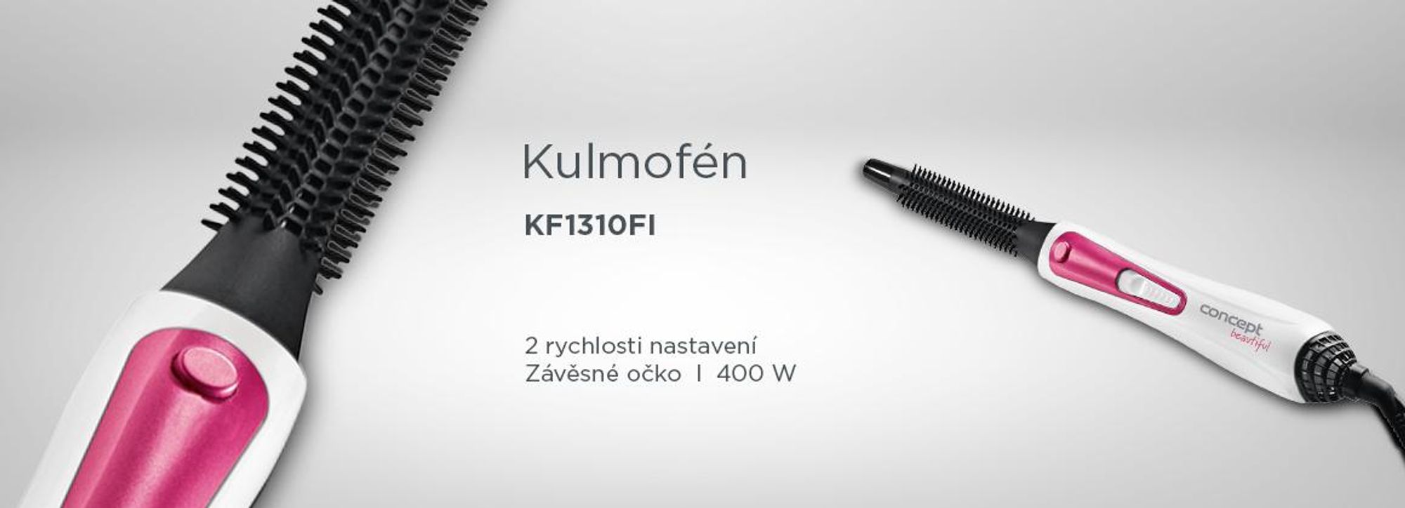 Concept KF-1310, Kartáč na horký vzduch, Purpurová, Bílá, Poutko k zavěšení, 0,19 m, 400 W, 230 V