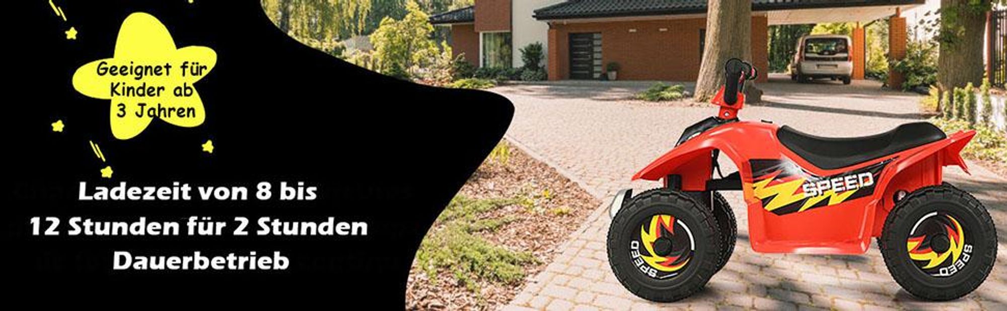 COSTWAY 6V Kinder Elektroauto 2,8-4,6 km/h Mini Kinderauto mit Vor- und Rückwärtsschalter, Elektrofahrzeuge, Kinder Quad ATV für Kinder 3+ bis zu 30kg