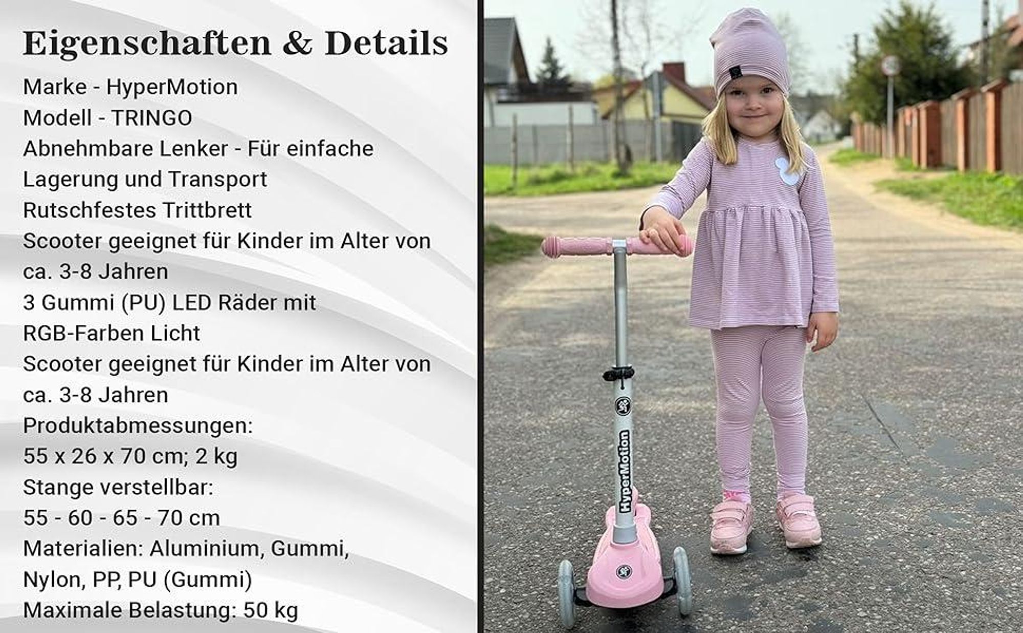 HyperMotion TRINGO, Kinder, Klassischer Roller, Unisex, 50 kg, 3 Rad/Räder, 3 Jahr(e)