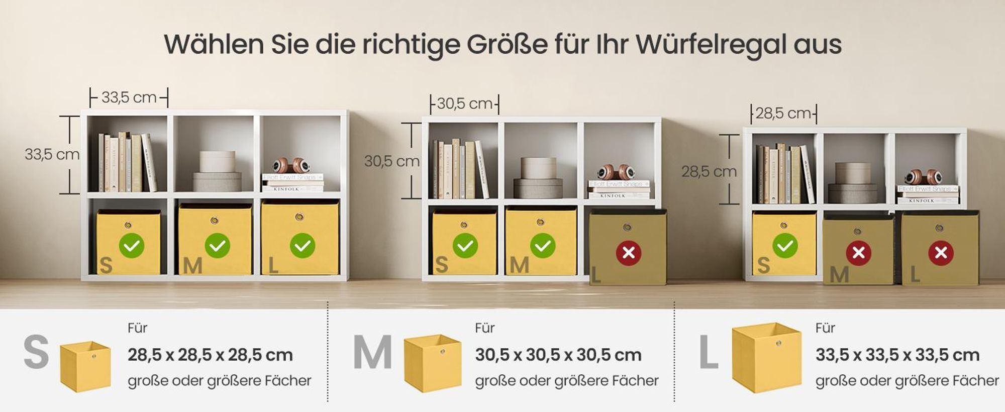 SONGMICS Aufbewahrungsbox, 6er Set, Ordnungsboxen, geruchsneutral, Faltbox, 33 x 33 x 33 cm, Stoffbox, für Würfelregal, Organizer bunt
