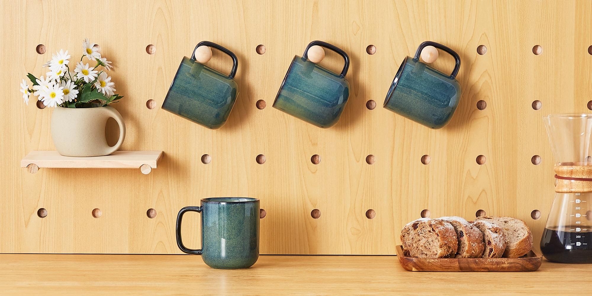 vancasso Becher Set, 4-tlg Steingut Tassen, 360ml Trinkbecher, Kaffeebecher mit Henkel, Grün