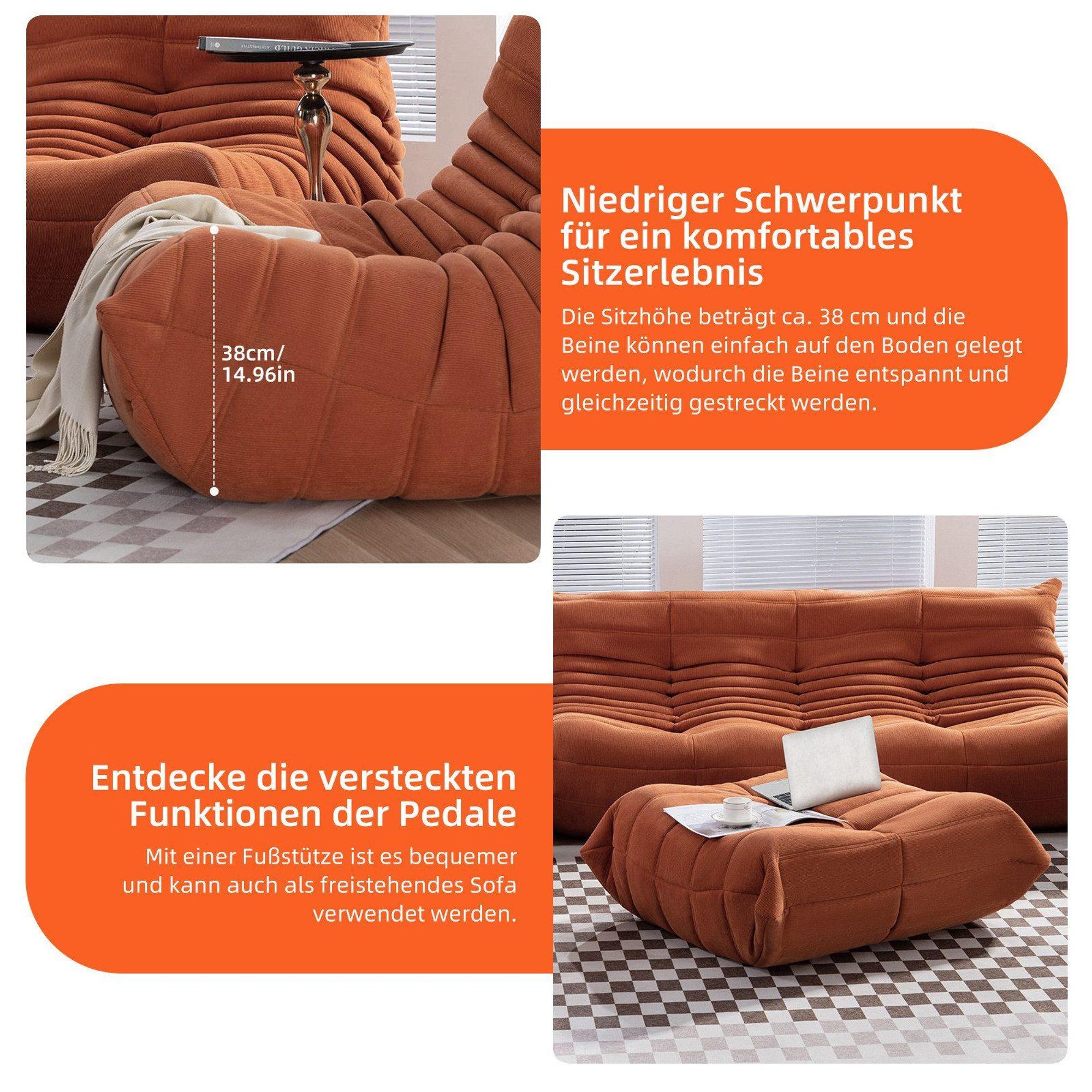 TWSOUL Sitzsack Bodensofa mit 35D Schaum,Raupen-sitzsackstuhl,87CM*102CM*70CM ohne Montage,Bequem & Modern für Wohnzimmer & Schlafzimmer