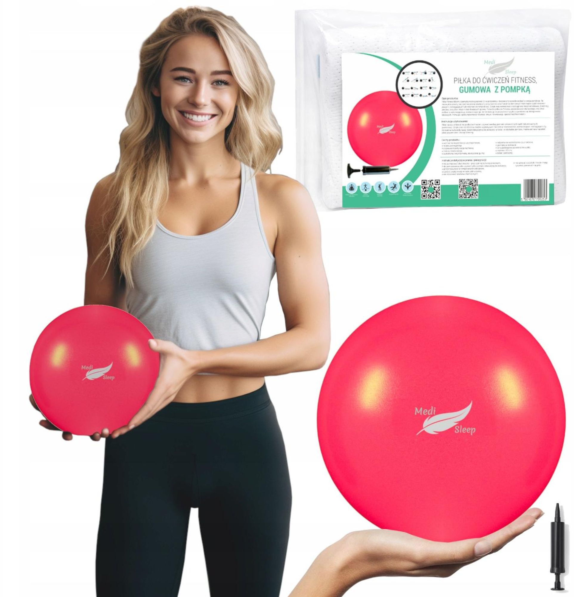 Mała piłka do pilatesu, ćwiczeń 20 cm, czerwona Medi Sleep
