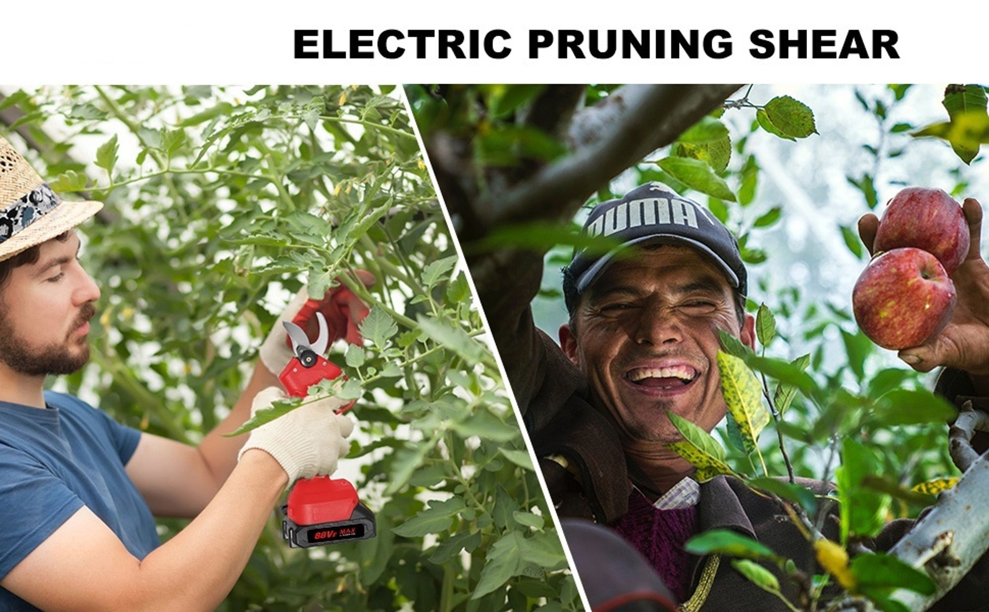 Professionelle Akku-Gartenschere, 21 V, kabellose elektrische Gartenschere, 0–25 mm Akku-Gartenschere mit 2 Akkus, Baumscheren – Rot