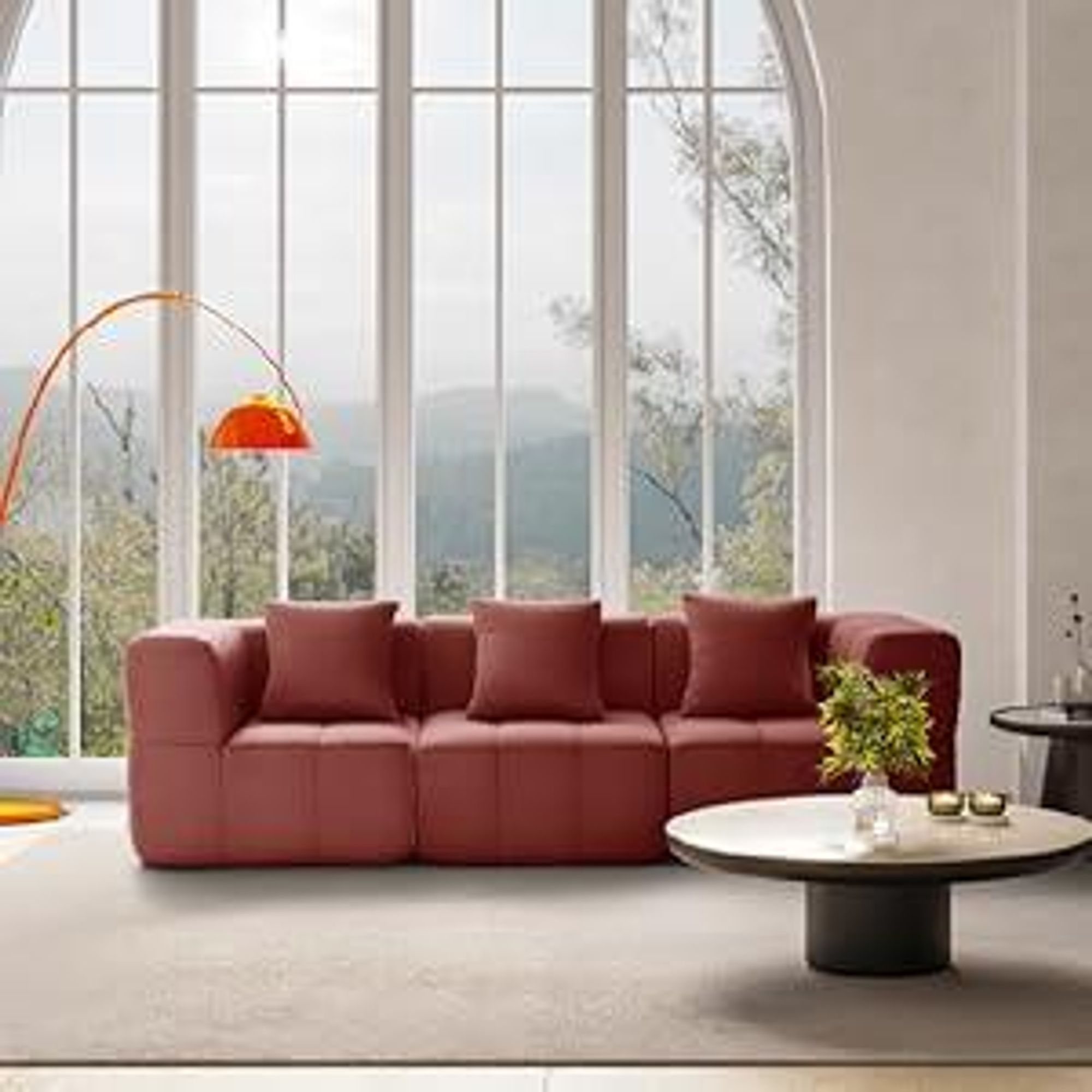 MILYSOFA SOFATIME: divano ad angolo modulare a 3 posti con chaise longue, raffinato tessuto bouclé, blu intenso