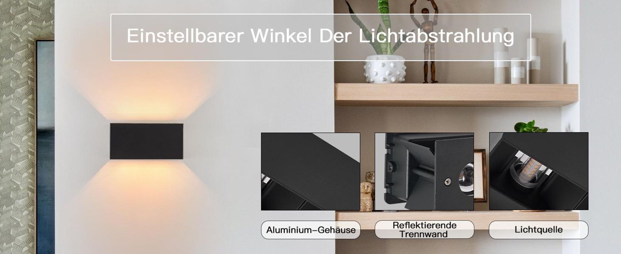 ZMH LED Wandleuchte 2ER Aussen Wandlampe Schwarz Up und Down Außenlampe IP65 Wasserdicht Warmweiß G9 Einstellbar Lichtstrahl Wandstrahler für Wohnzimmer Garten Terrasse Flur