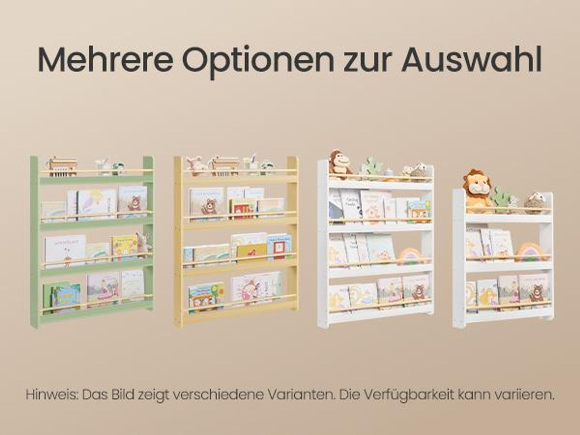SONGMICS Bücherregal Kinder, Kinderregal mit 4 Ebenen, Spielzeugregal, Wandregal, naturfarben