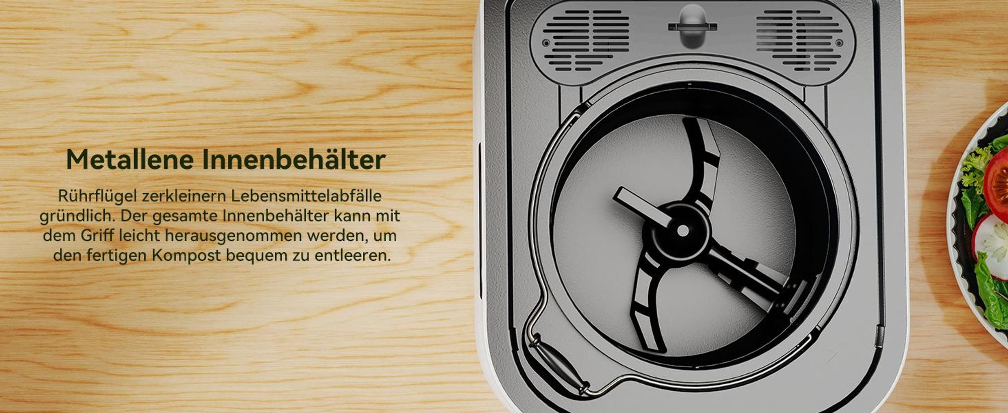 Puluomis Intelligenter Elektrischer Komposter 3.3L, 3-in-1 selbstreinigend, geruchsfrei und leiser Küchenkomposter, für Obst-/Gemüseabfälle Küche