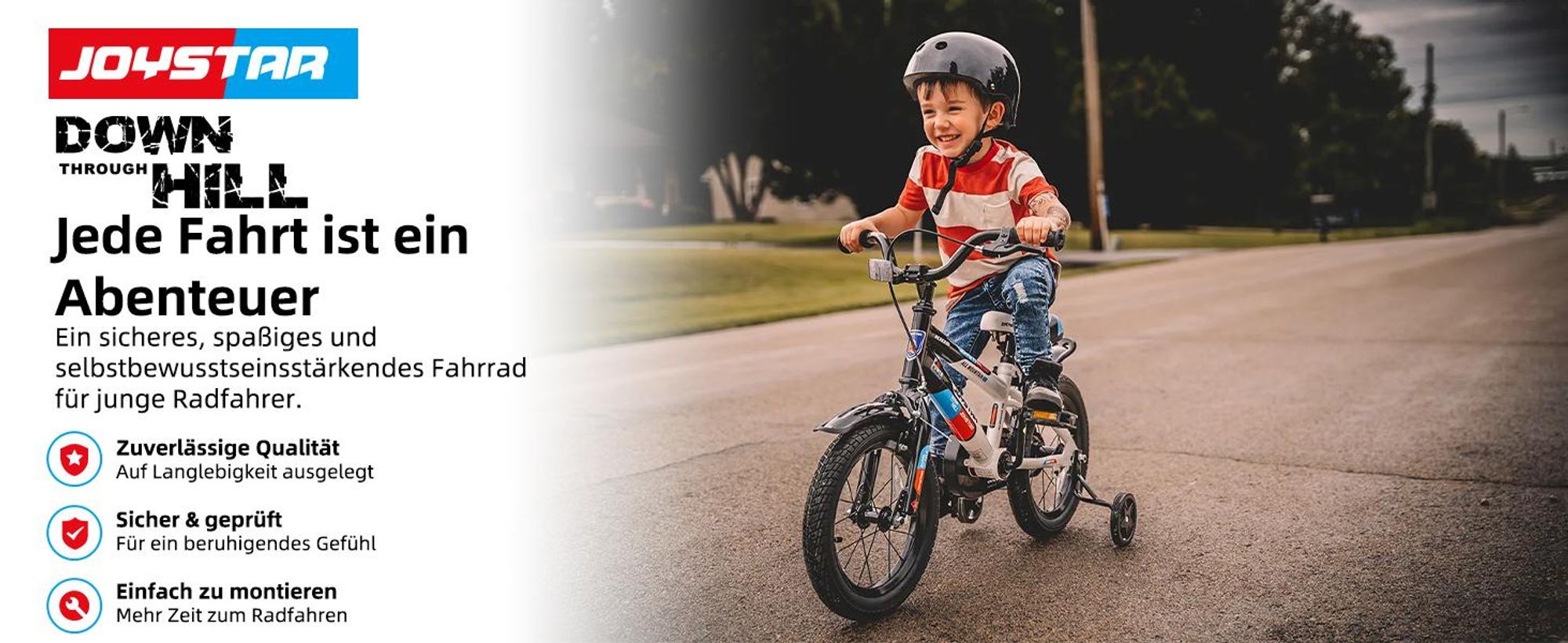 JOYSTAR Berry 16 Zoll Kinderfahrrad für 2-13 jährige Jungen & Mädchen, Jungenfahrrad mit Stabilisatoren