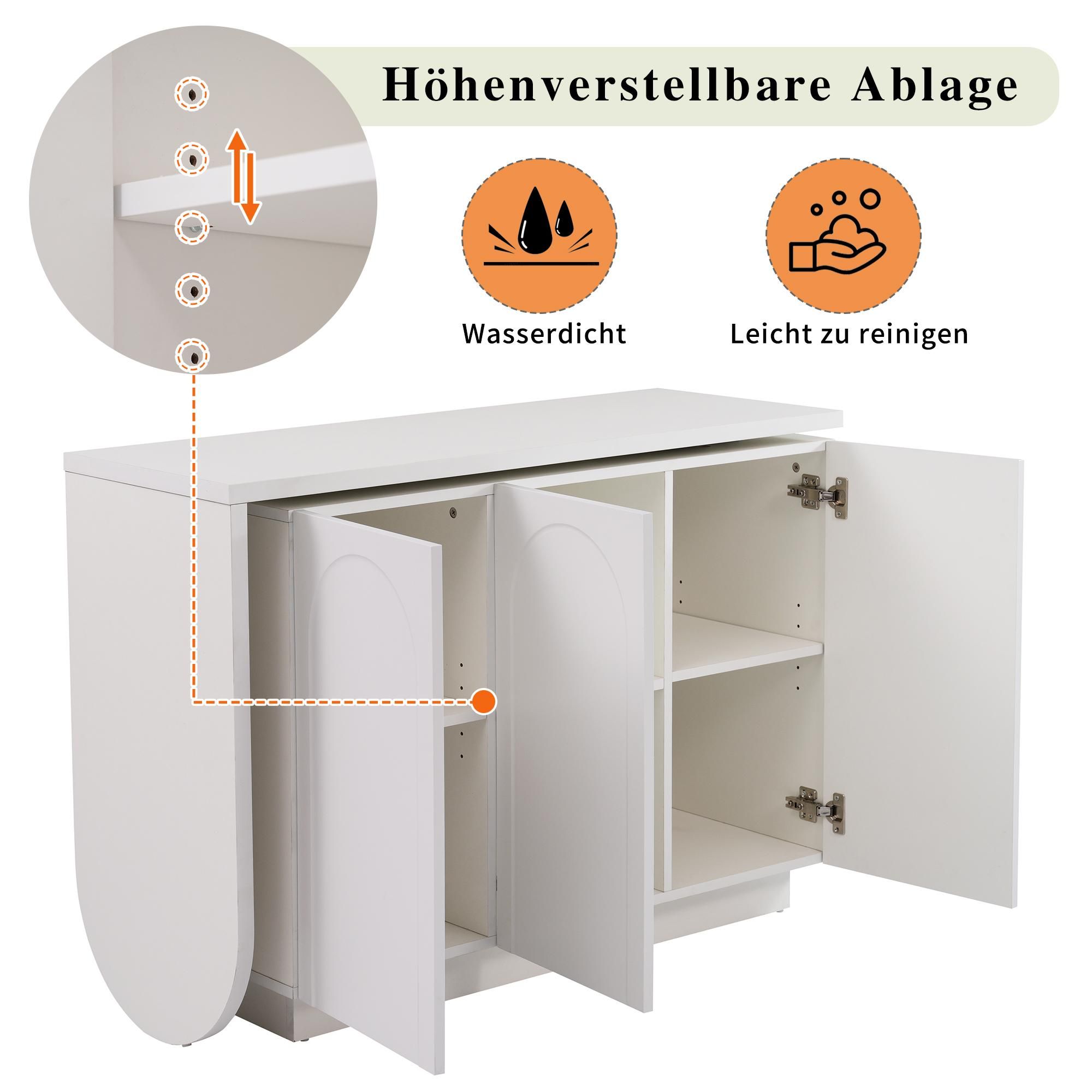 Merax Eckschreibtisch, L-förmig drehbar Arbeitstisch, Eck-Computertisch mit Drei Türen, Frisiertisch, Sideboard, 110 x 40 x 75 cm, Weiß