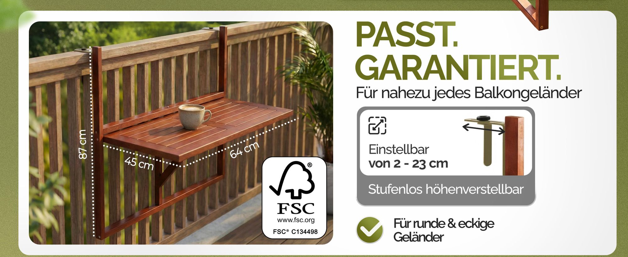 CASARIA® Balkontisch Klappbar