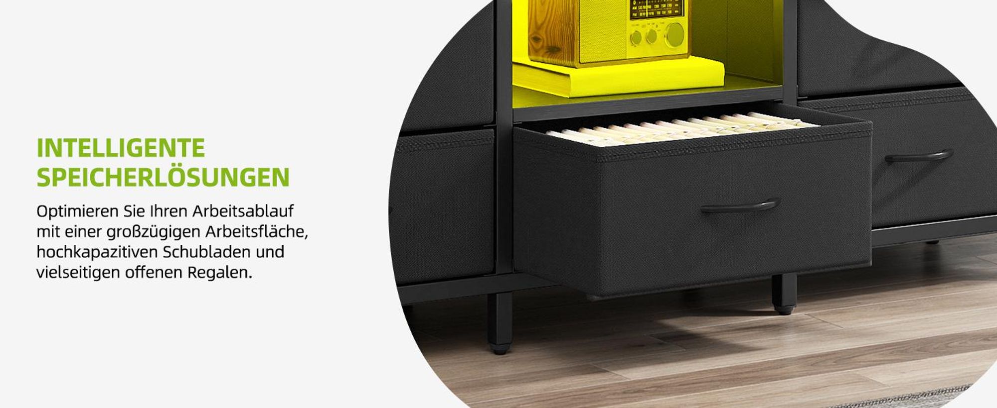 TV-Schrank, TV-Ständer Fernsehschrank, mit 5 Schubladen und LED, für Fernseher bis zu 55 Zoll, 145 x 35 x 50 cm, Schwarz