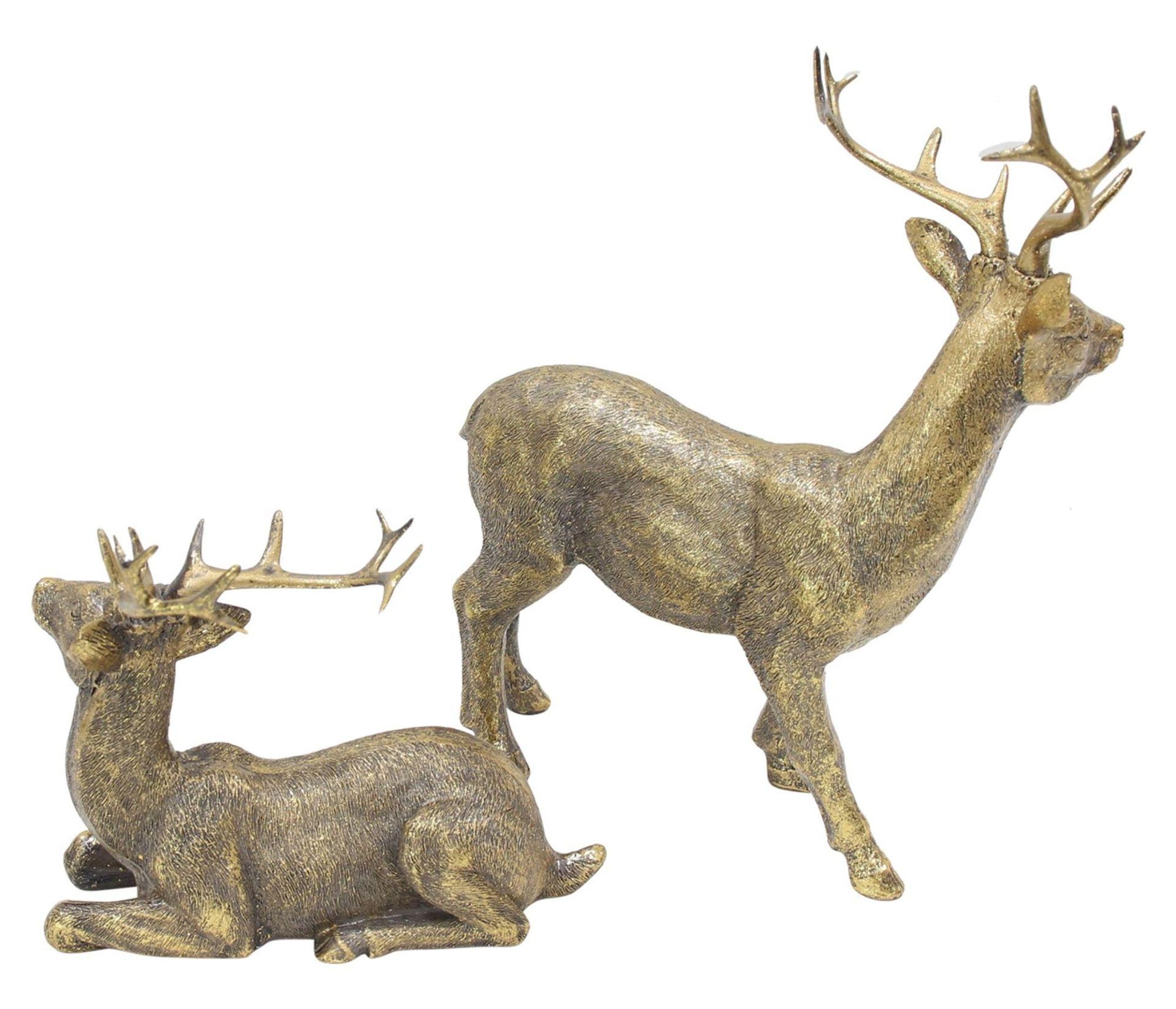 Deko-Hirsch Golden, 2er Set, Höhe 13 cm, 23 cm