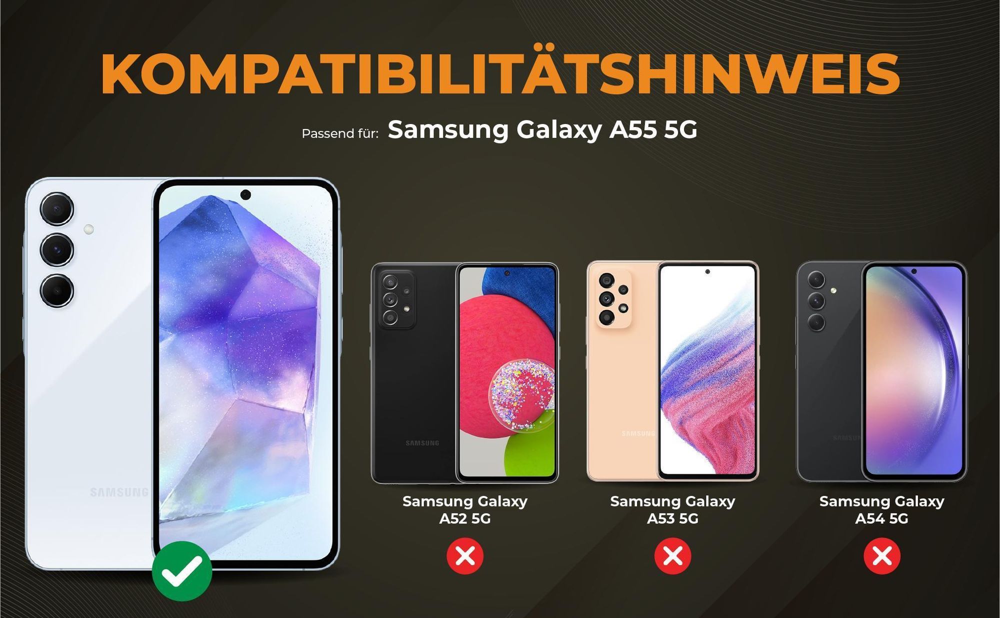 Kompatibilitätshinweise Hülle für Samsung Galaxy A55 5G