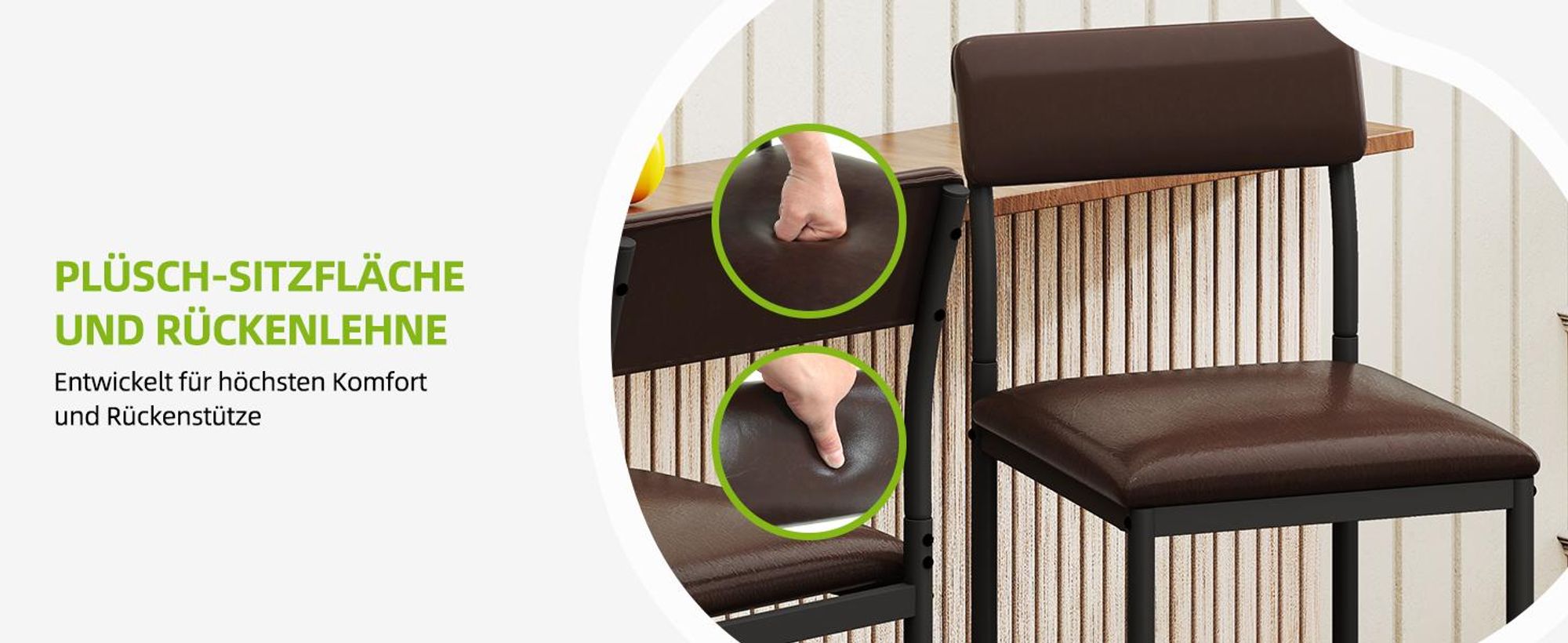 YITAHOME Barhocker, 2er Set, Barstühle, Küchenstühle, Ergonomische Fußstütze für Küche/Esszimmer, Braun