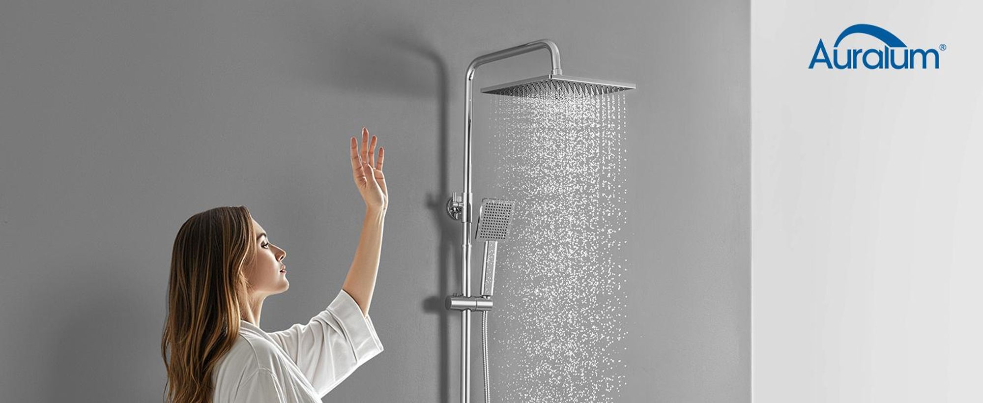 Auralum Messing Brausegarnitur Duschset Regendusche Kopfbrause Handbrause Duschstange Duscharmatur Duschsystem Chrom