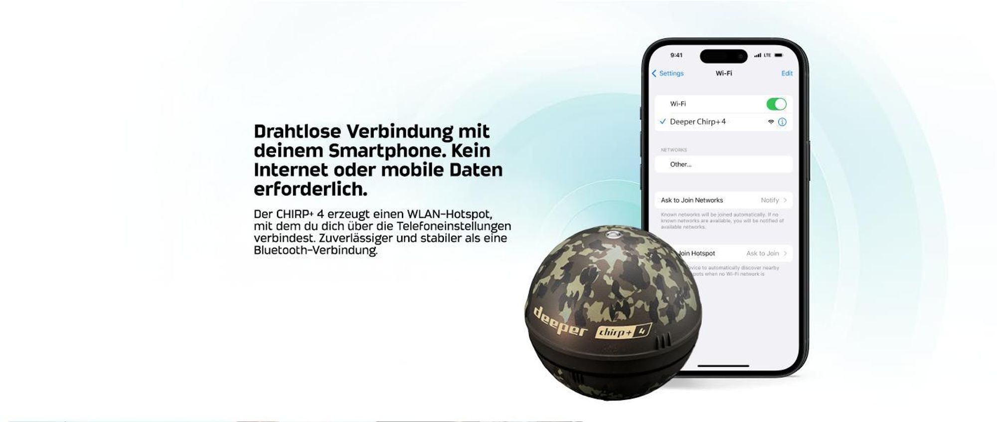 Deeper CHIRP+ 4 KI-Fischfinder mit GPS – Sonar für Boot, Eis & Ufer