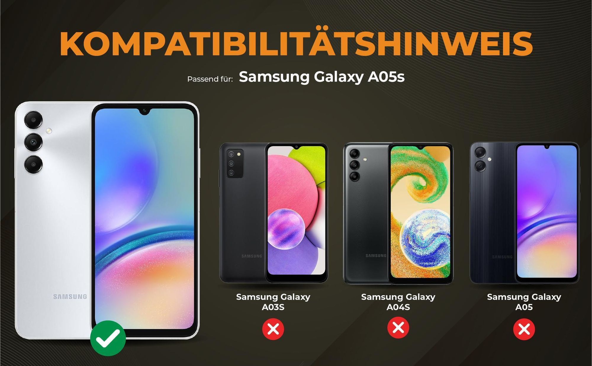 Kompatibilitätshinweise Hülle für Samsung Galaxy A05s