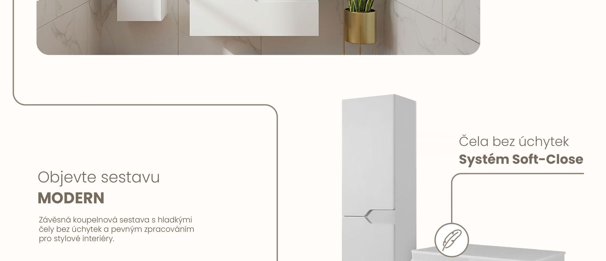 RODAN | Sada Koupelnového Nábytku - Bílá - Vysoká Koupelnová Skříňka a Skříňka pod Umyvadlo 80 cm - Skříň S Deskou Stolu - Závěsné - MDF - MODERN