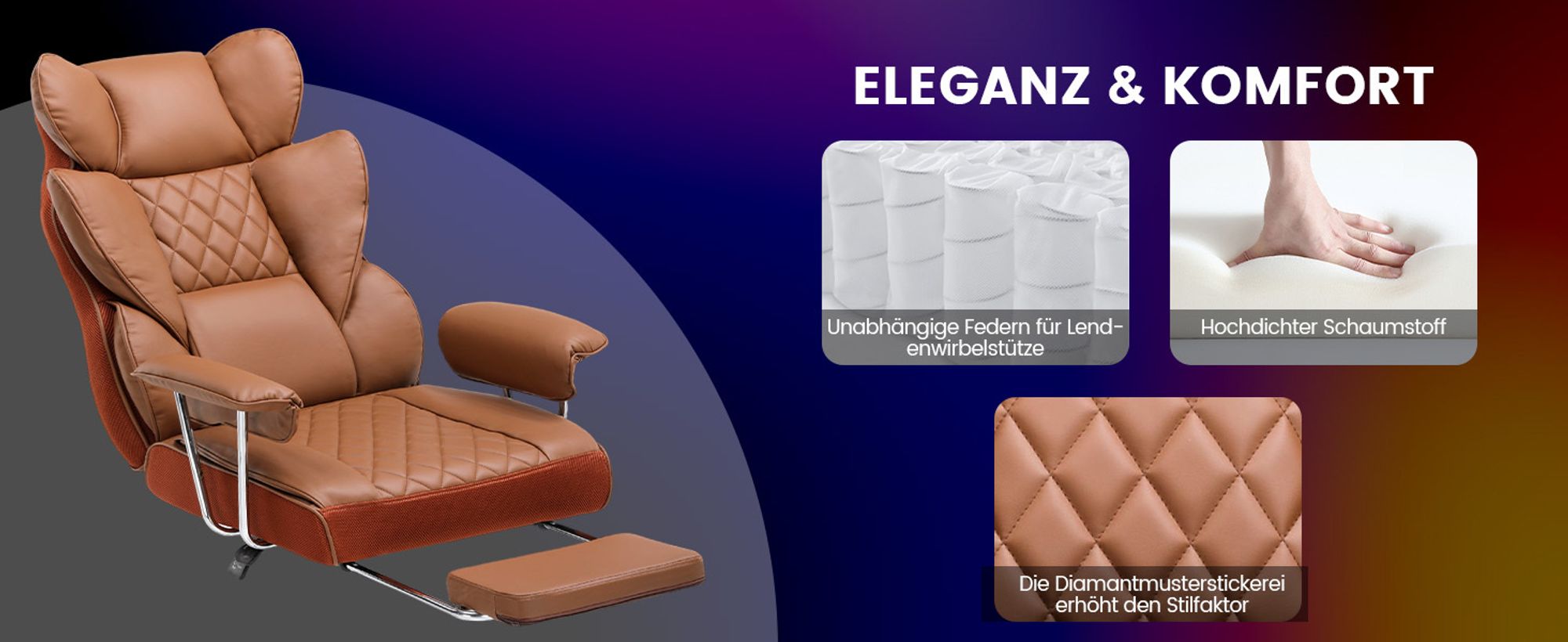 GTPLAYER Gaming Stuhl, Gamer Stuhl, Ergonomischer Bürostuhl mit Fußstütze verstellbare Lenden und Kopfkissen, Gaming Chair Gepolstert, Gaming Sessel