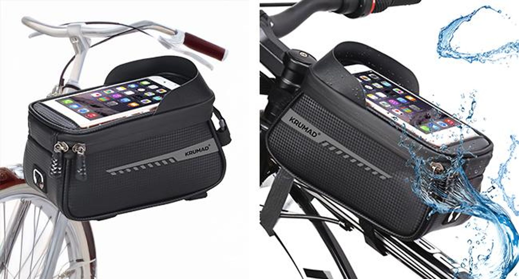 KRUMAD Fahrradtasche wasserdicht mit Handyhalterung bis
