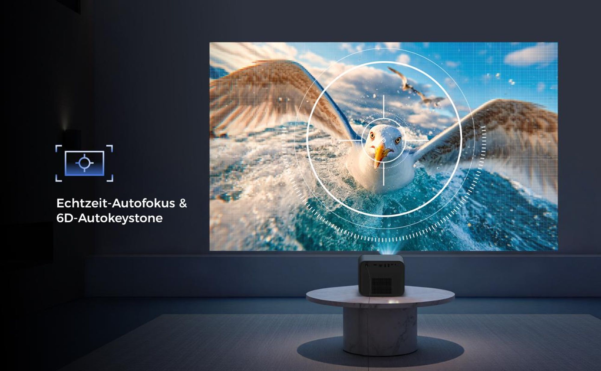 Ultimea Beamer 4k, Poseidon E100 DLP Projektor, 1800 ANSI-Lumen mit Google TV