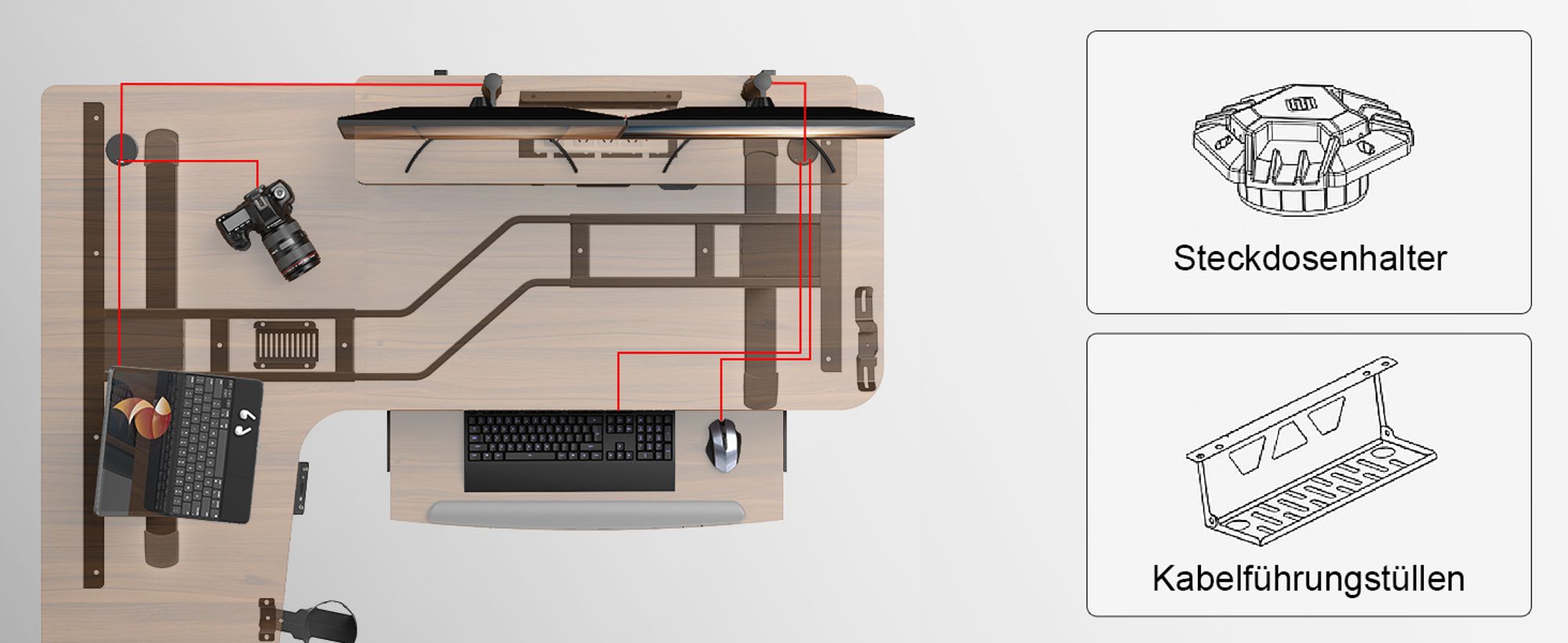 EUREKA ERGONOMIC Höhenverstellbarer Computertisch Elektrisch Schreibtisch 155x110cm Gaming Tisch mit Tastaturablage und Monitorständer