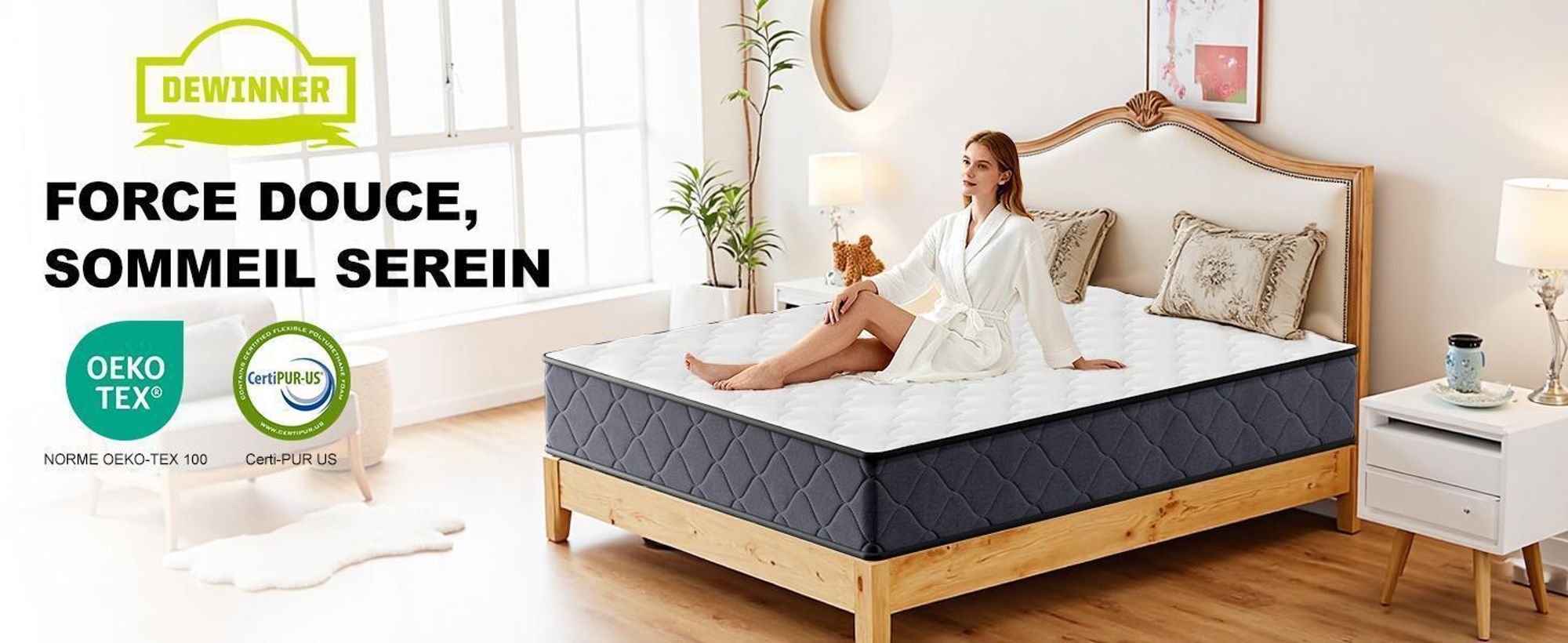 DEWINNER Matelas 140x200 | 30CM | Mousse à Mémoire de Forme | Matelas 2 Personnes | Matelas de Lit d'adulte et d'enfant | Fermeté Moyenne | Oeko-TEX
