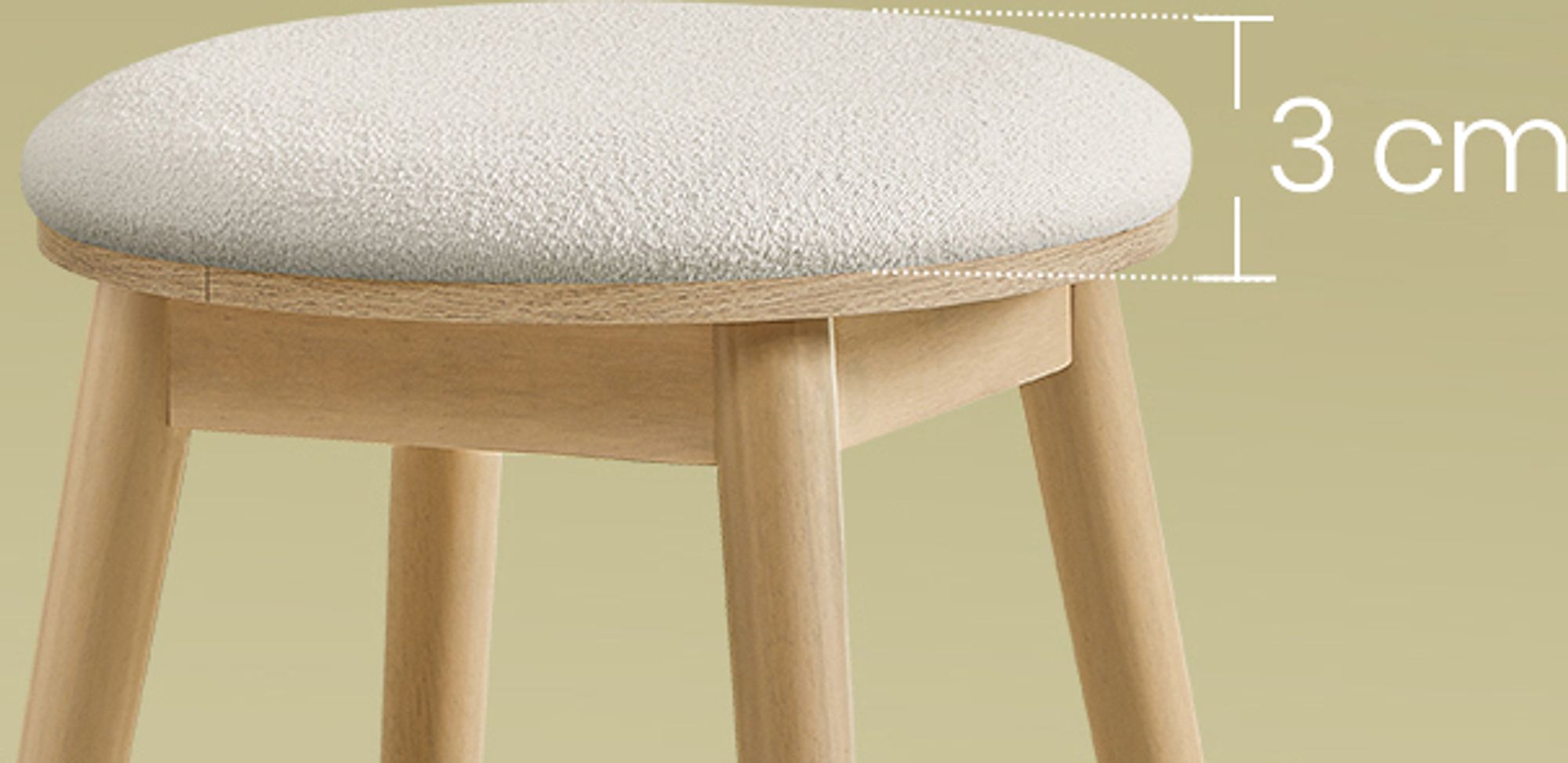 SONGMICS HOME BOHOVEN Kollektion - Schminkhocker, Schminktisch-Hocker gepolstert, Massivholzbeine, Sitzhocker rund, Fußhocker, rutschfeste Fußpads