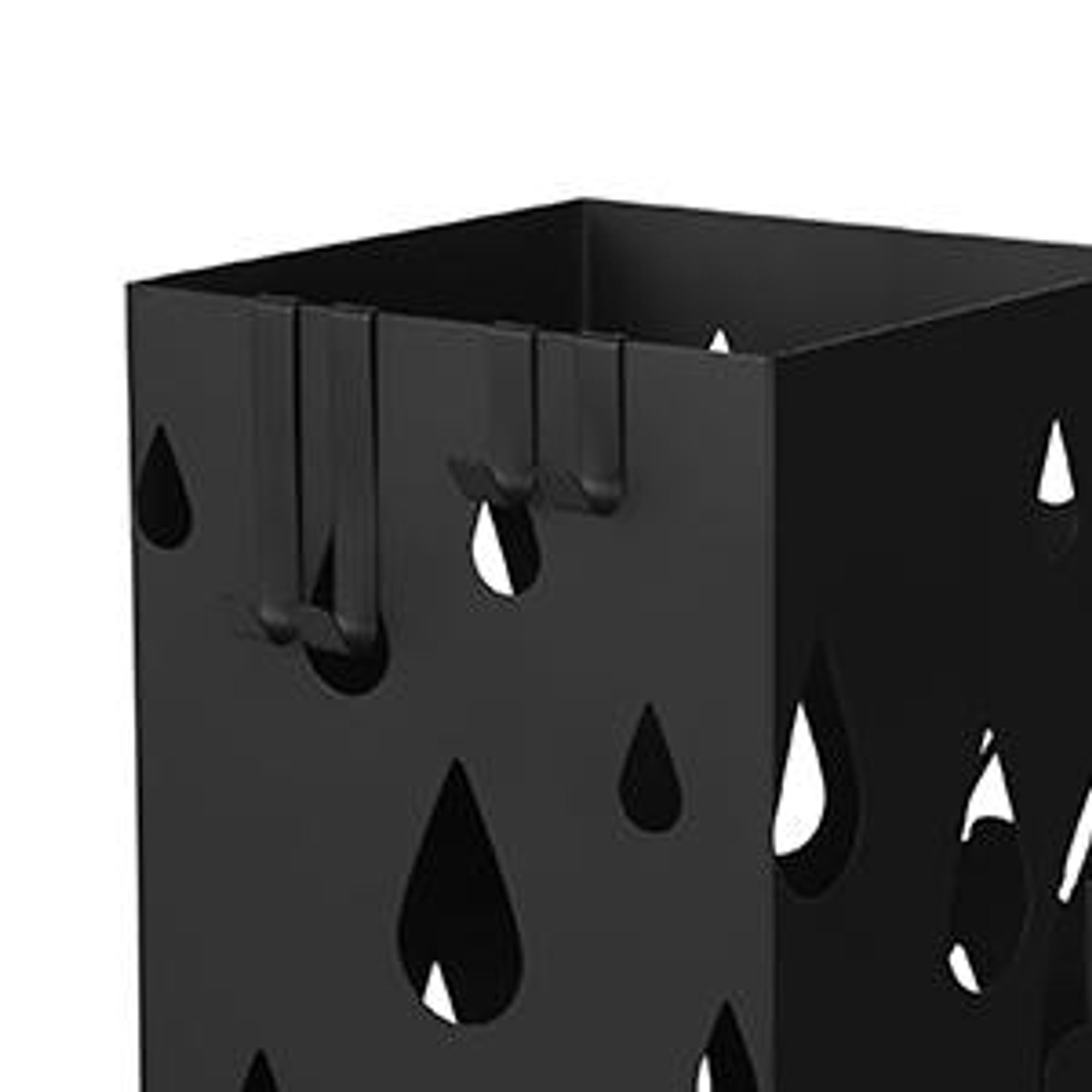 SONGMICS Ø 15,5 x49cm Schirmständer 2 Haken Metall Regenschirm Wasserauffangschale schwarz werdern verschenkt rechteckig LUC49B