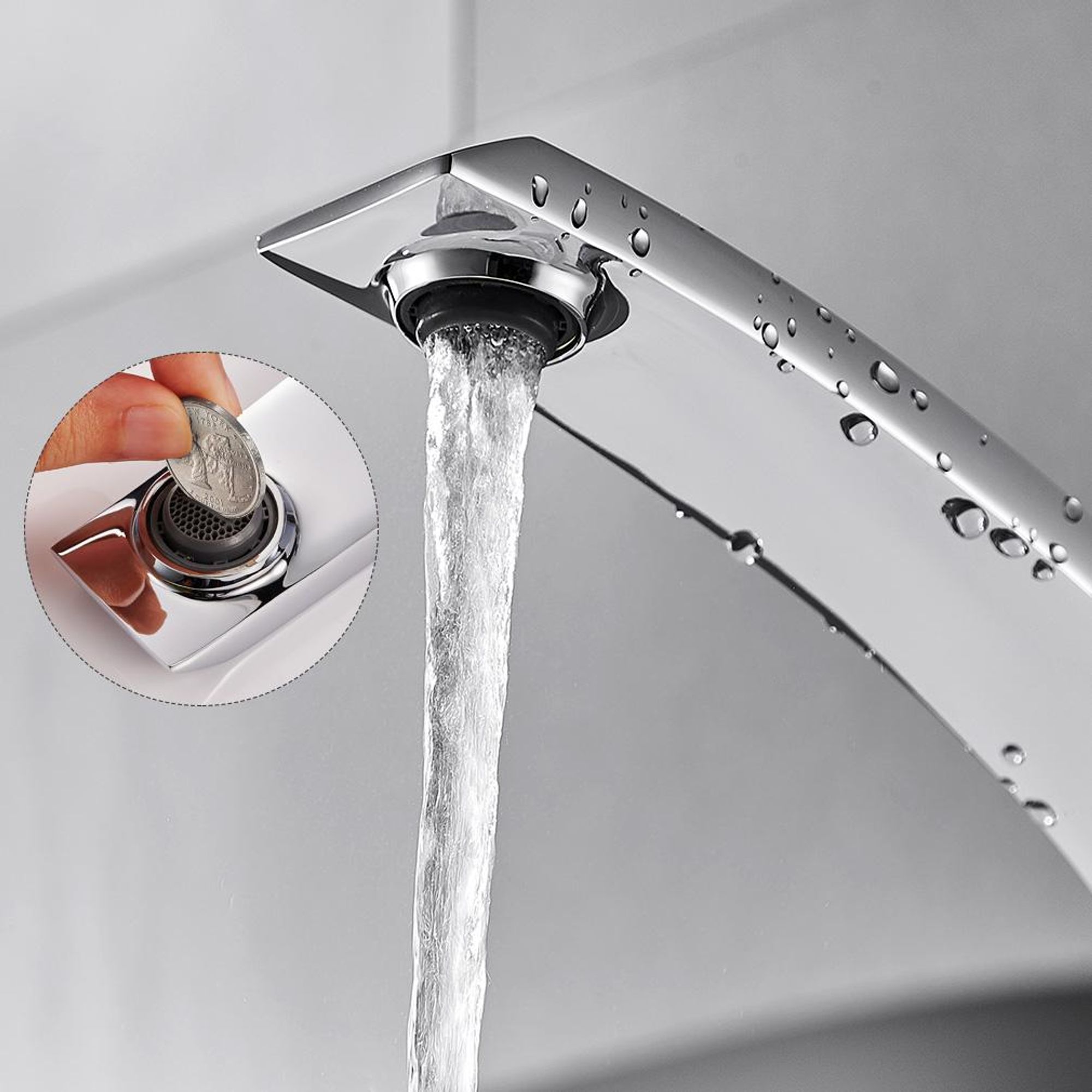 Hochauslauf Waschtischarmatur, Messing Kalt Warm Wasserhahn, Auralum, Badarmatur Mischbatterie, Wasserhahn Bad, Waschbeckenarmatur Chrom