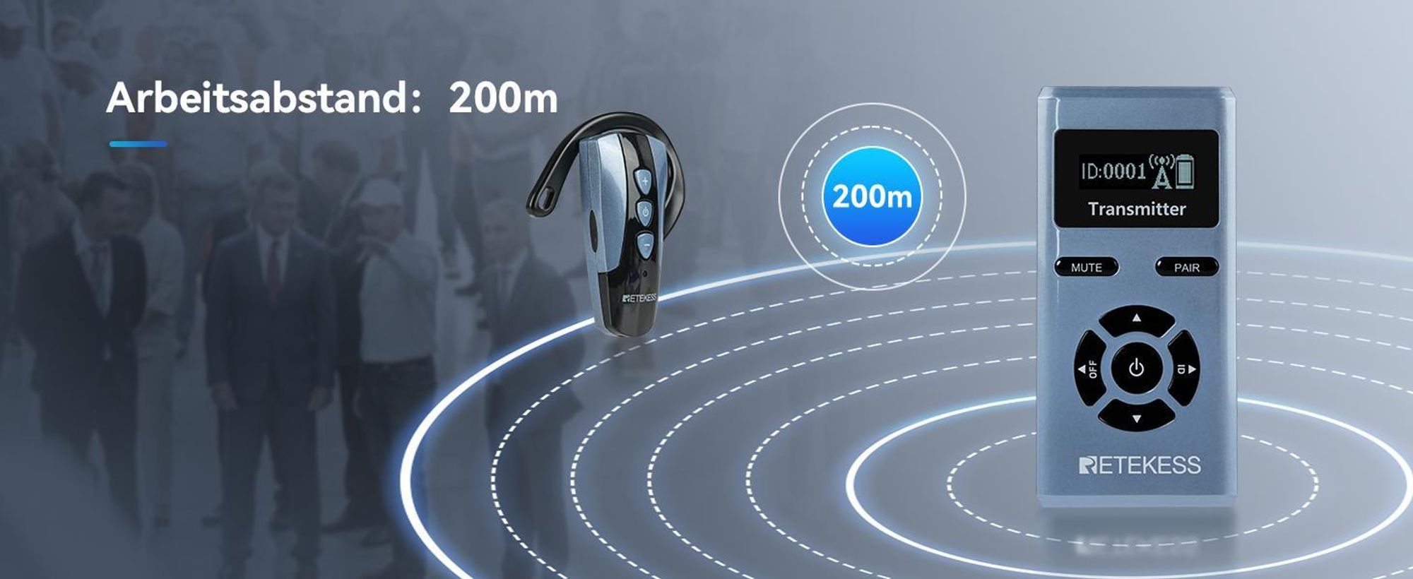 Retekess TT106S Tour Guide System, Audio System, Lange Lebensdauer, 200 m, One-Touch-Steuerung, Großtasten-Design, für Konferenzen, Reisen