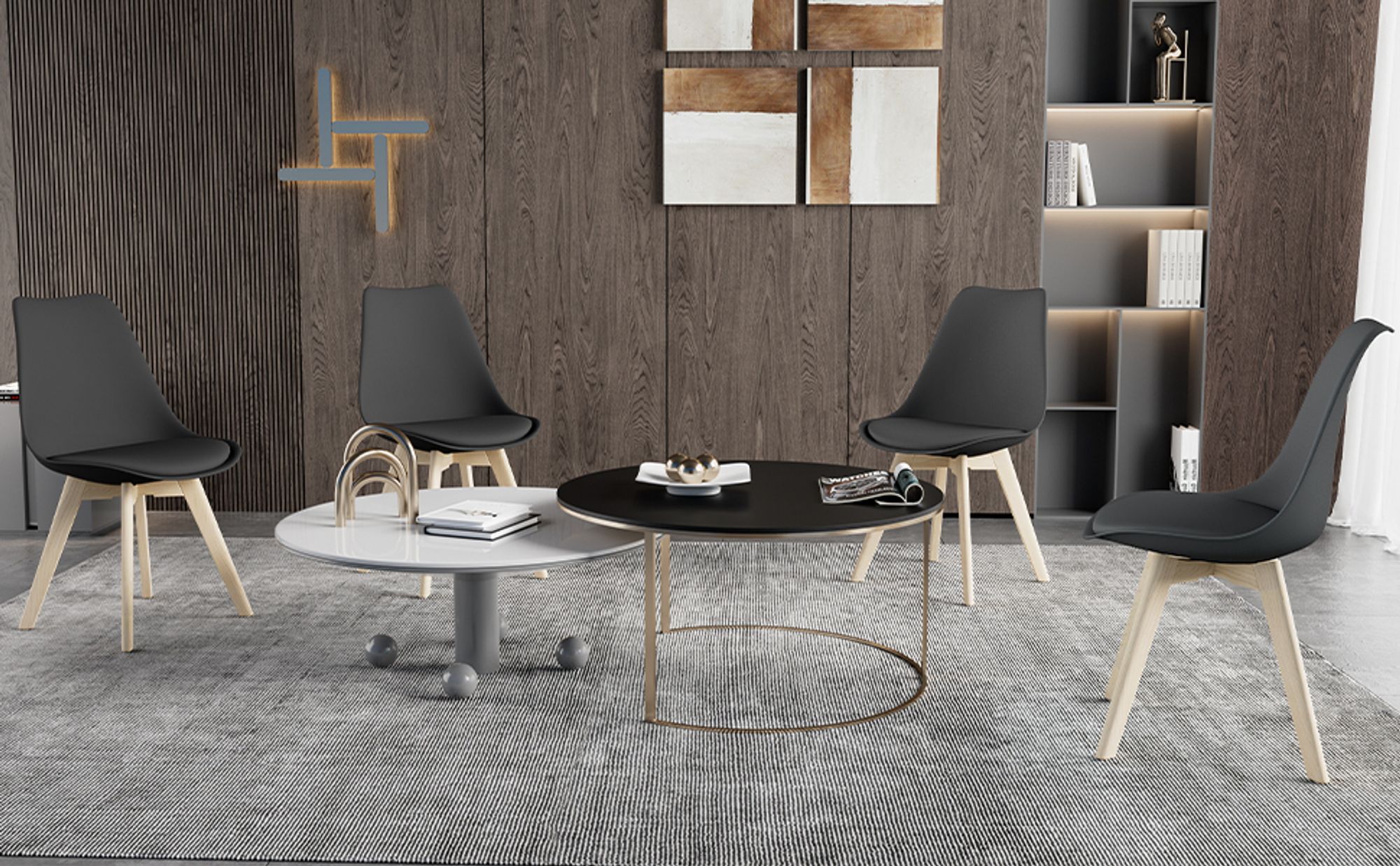 TEENO 6 skandinavische Esszimmerstühle, 6er-Set Küchenstühle, Bürostühle, Retro-Stühle aus massivem Buchenholz, ideal für Küche, Wohnzimmer