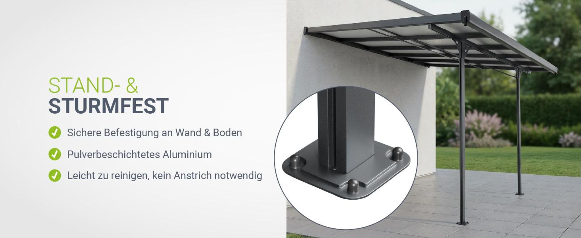 Juskys Terrassenüberdachung Borneo 4x3 m – Aluminium Terrassendach mit Doppelstegplatten Sonnenschutz Wandmontage Überdachung für Terrassen Anthrazit