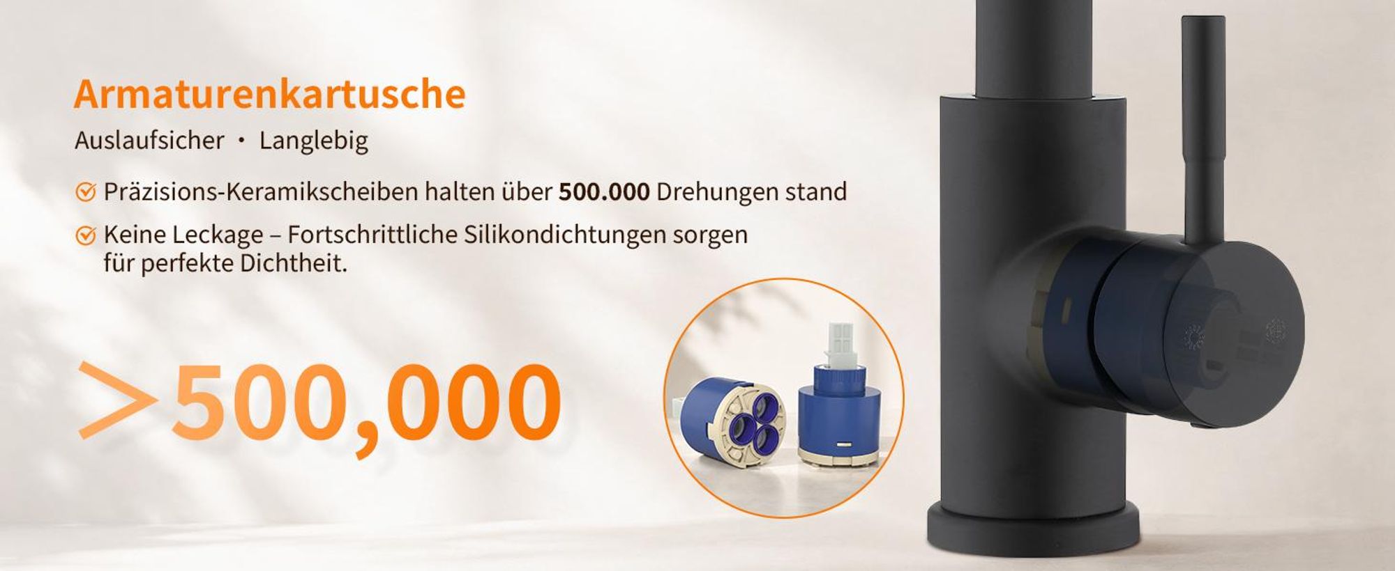 Homelody Schwarz Küchenarmatur Spültischarmatur mit Brause 35cm, Wasserhahn Küche Ausziehbar mit Zwei Wasserstrahlarten, 360°Schwenkbar, Edelstahl 304