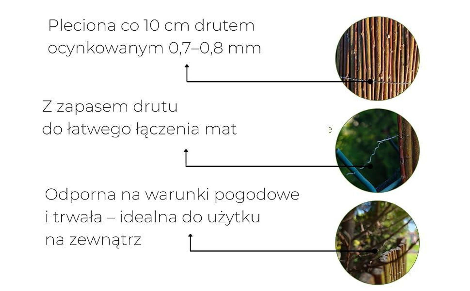 Mata Wiklinowa 160x500 cm - Parawan Balkon & Ogród - 100% Naturalny Płot - Osłona Wiklinowa